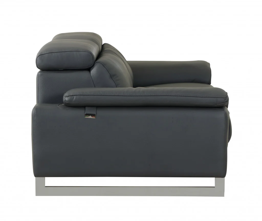 31" Tasteful Dark Grey Leather Sofa By Homeroots - Image 5