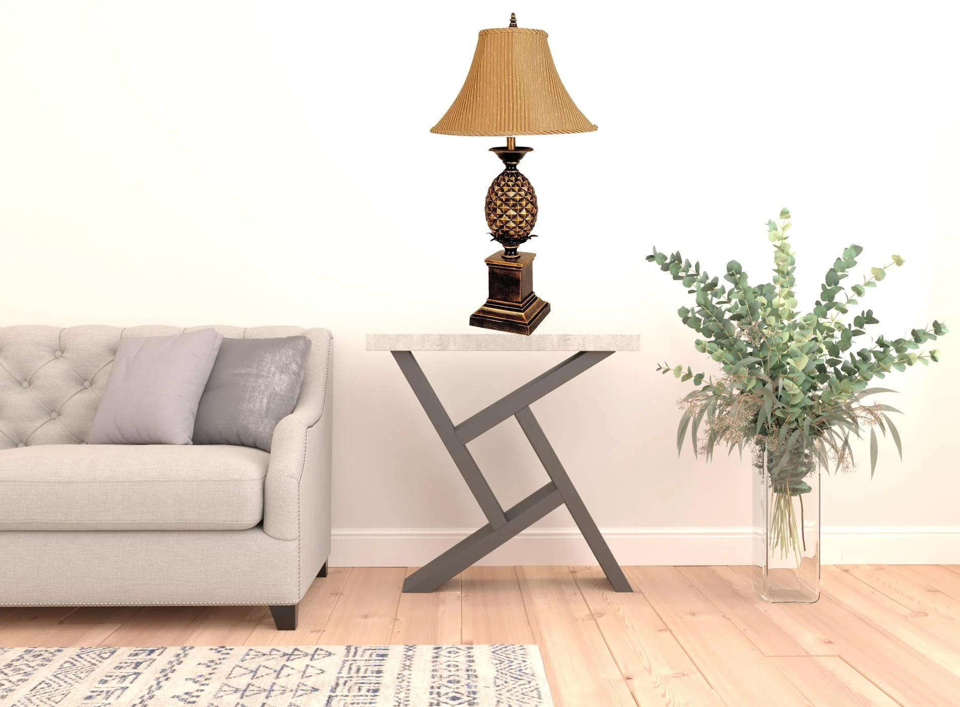 32" Gold Metal Pineapple Table Lamp With Gold Classic Empire Shade By Homeroots