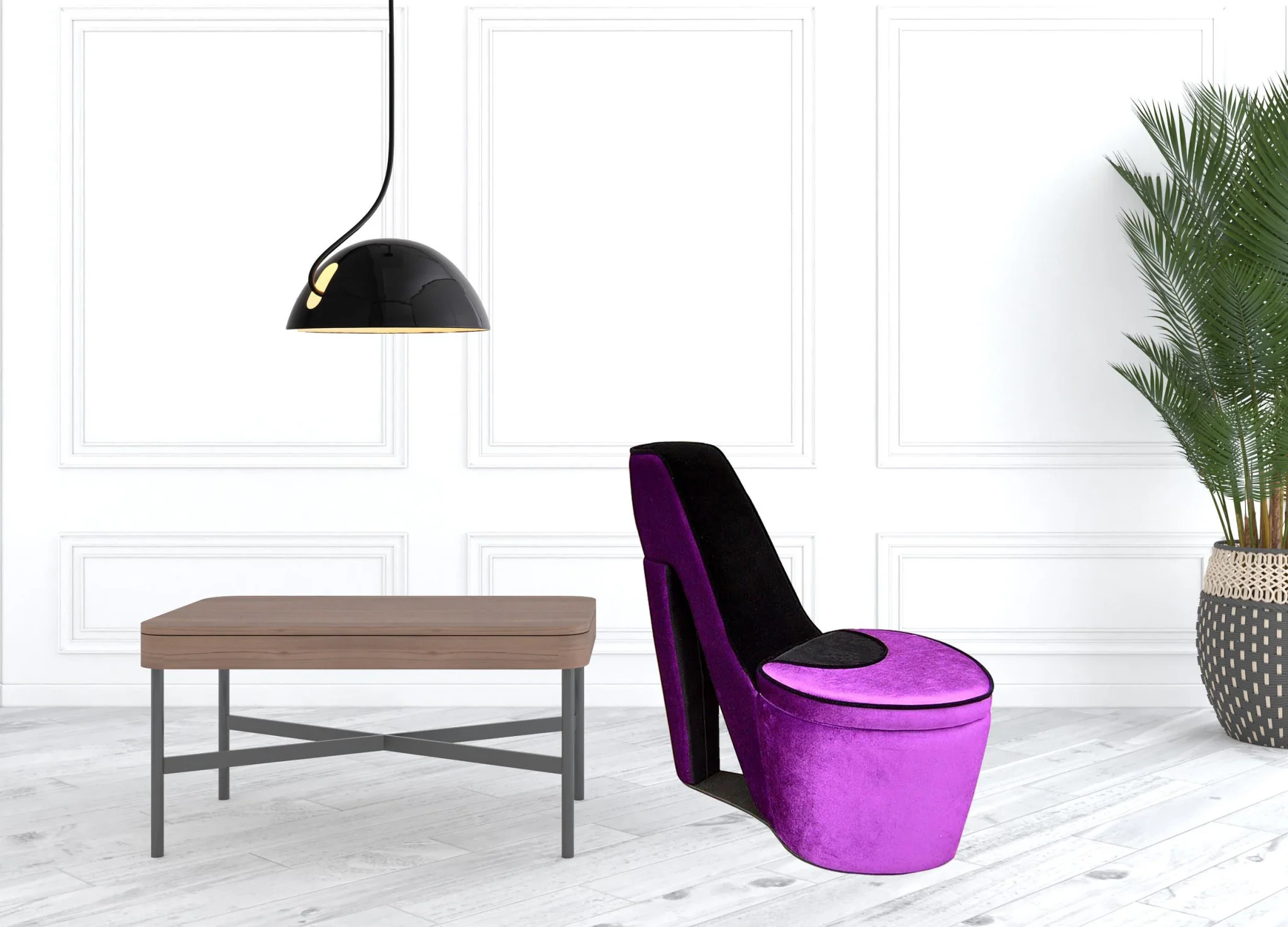 32" Purple Faux Suede Side Chair By Homeroots