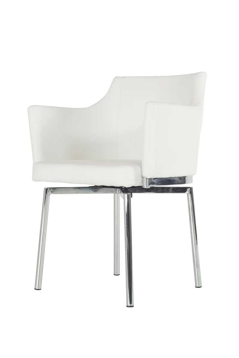 32' White Leatherette And Steel Dining Chair By Homeroots
