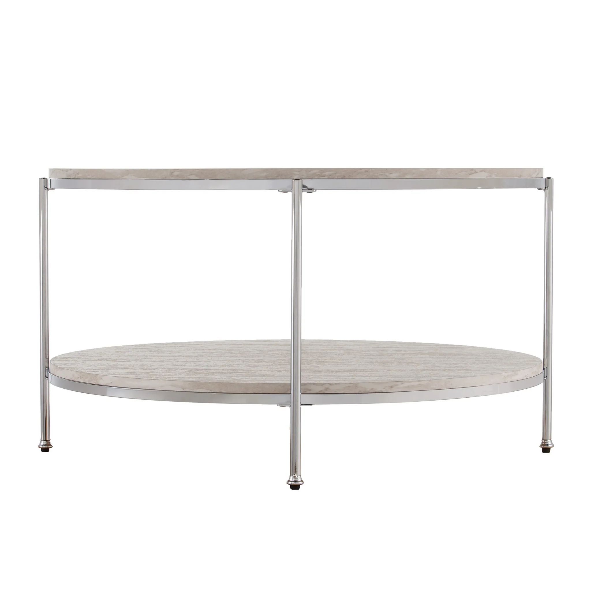 33" Chrome Faux Marble And Metal Round Coffee Table By Homeroots - Image 4