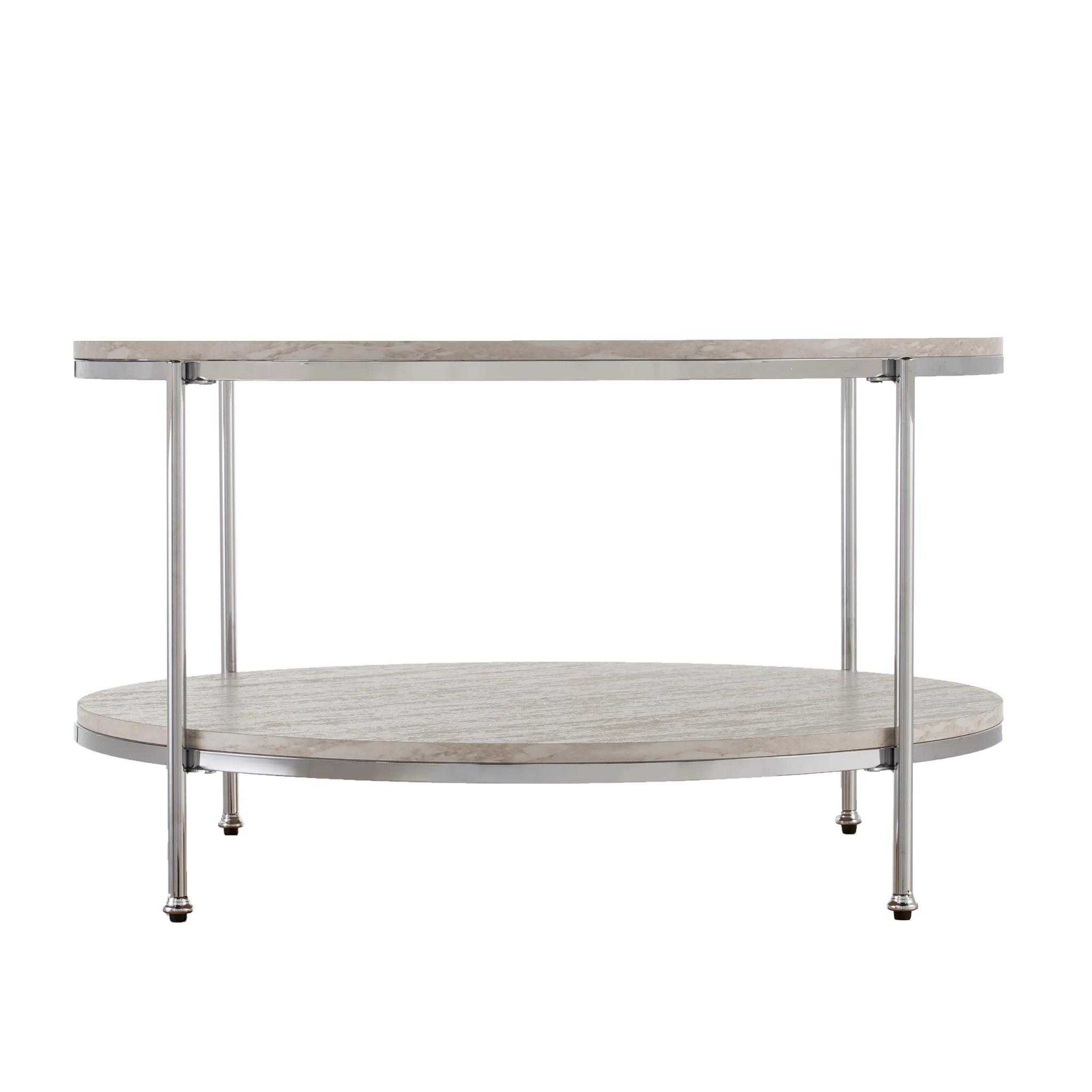 33" Chrome Faux Marble And Metal Round Coffee Table By Homeroots - Image 6