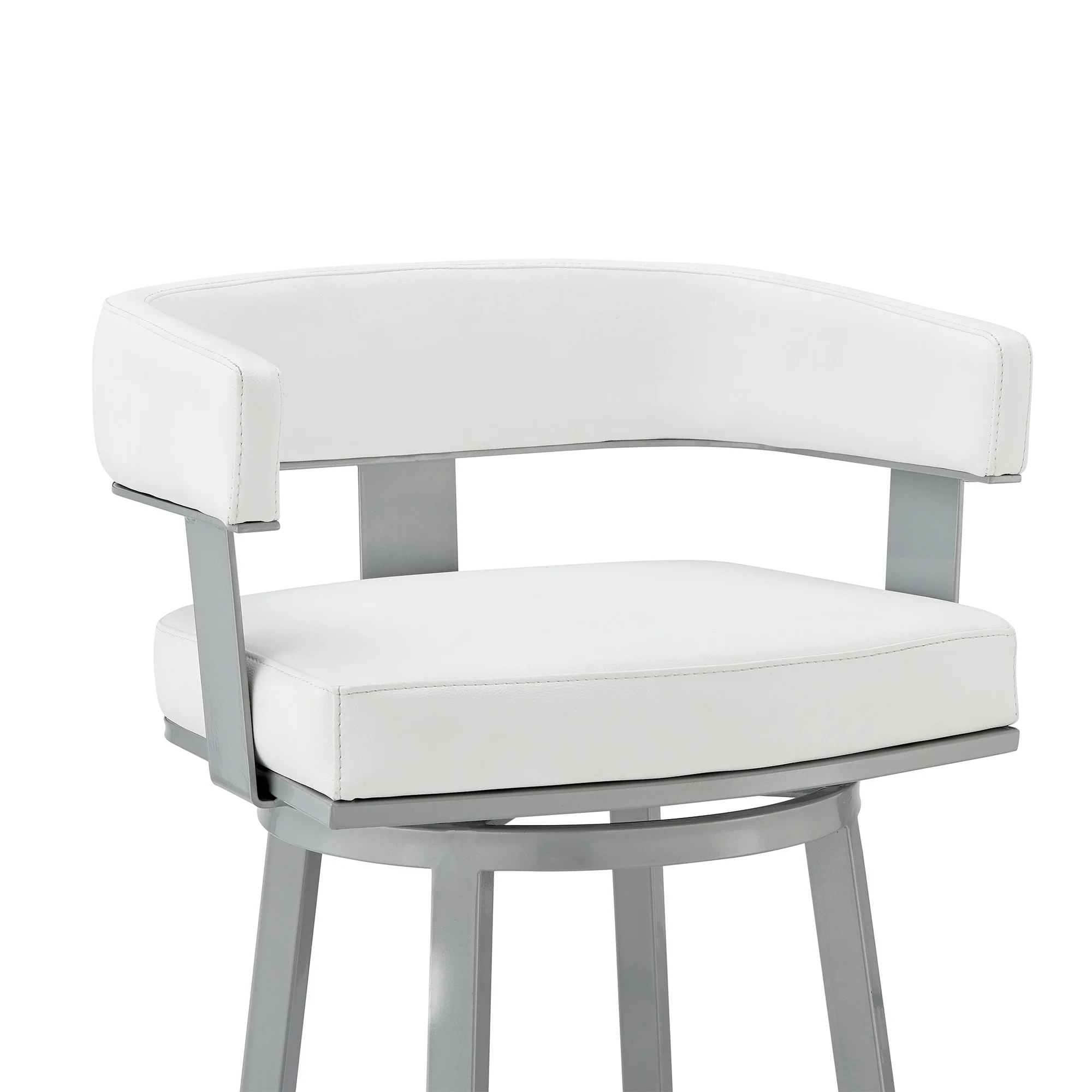 34" White Faux Leather And Iron Swivel Low Back Counter Height Bar Chair By Homeroots - Image 7