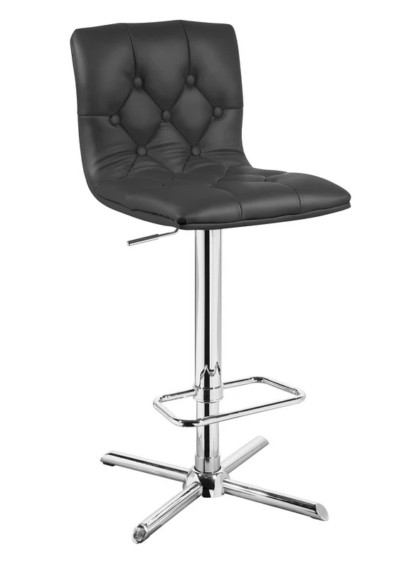 35' Black Leatherette And Steel Bar Stool By Homeroots