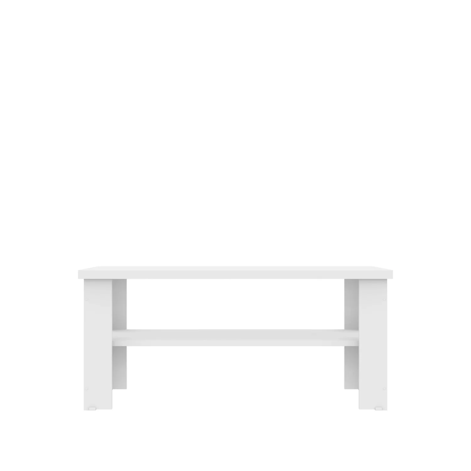 35" White Rectangular Coffee Table With Shelf By Homeroots
