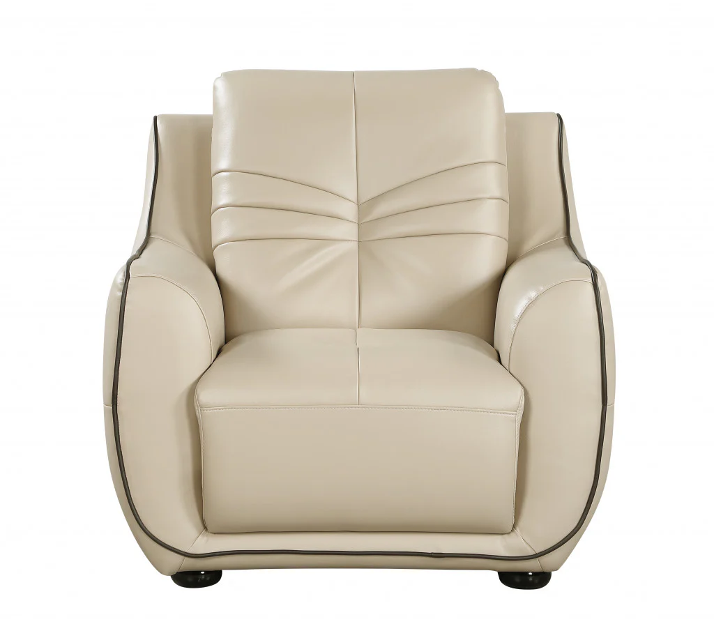 36" Beige Elegant Faux Leather Chair By Homeroots