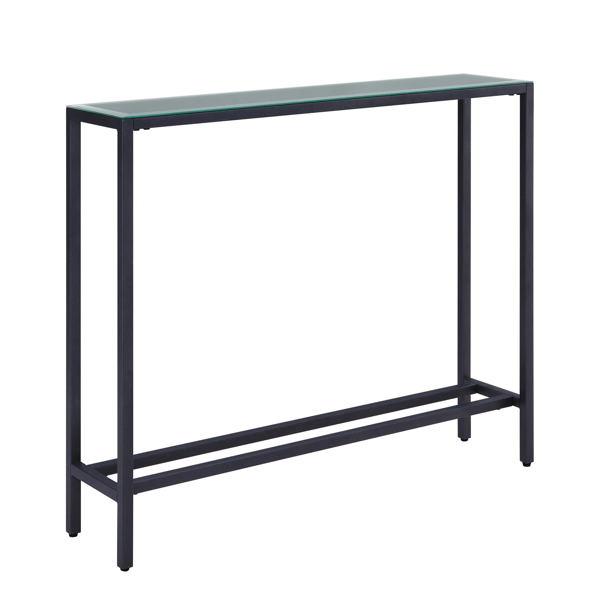 36" Black and Gunmetal Mirrored Glass Console Table By Homeroots - Image 5