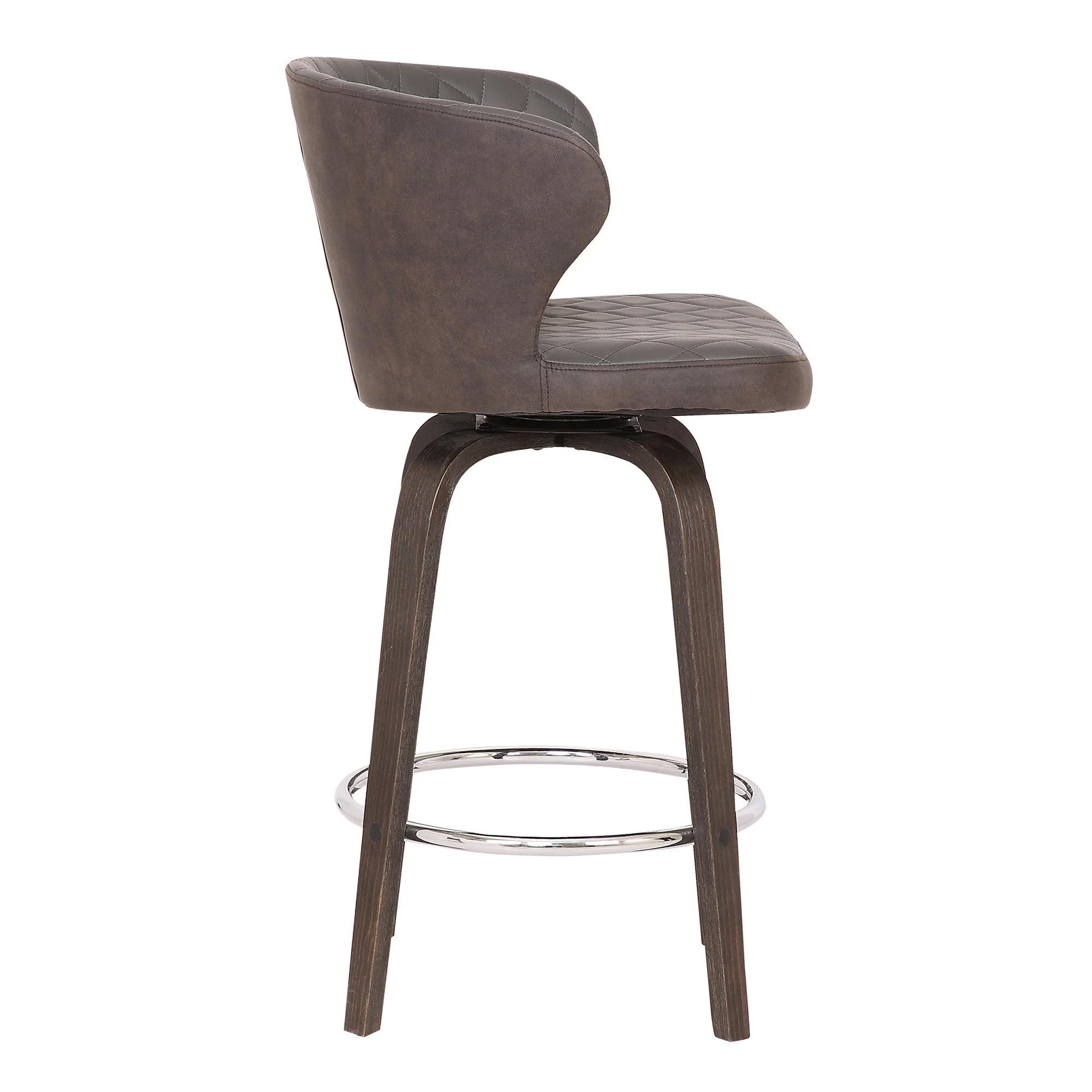36" Brown Faux Leather And Iron Swivel Counter Height Bar Chair By Homeroots - Image 4