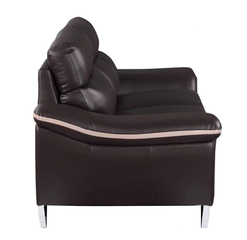 36" Charming Brown Leather Sofa By Homeroots - Image 5