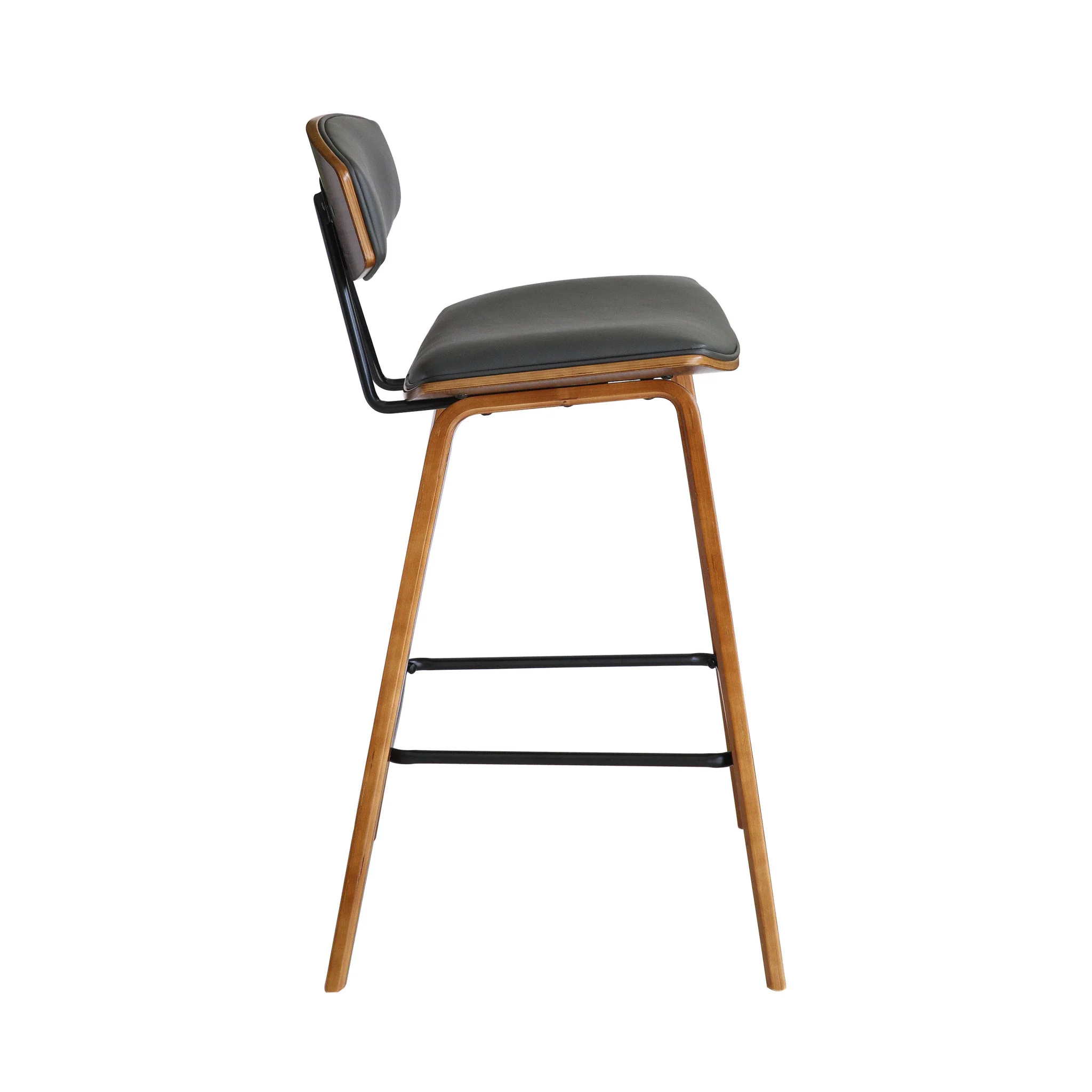 36" Gray And Brown Iron Low Back Counter Height Bar Chair With Footrest By Homeroots - Image 4