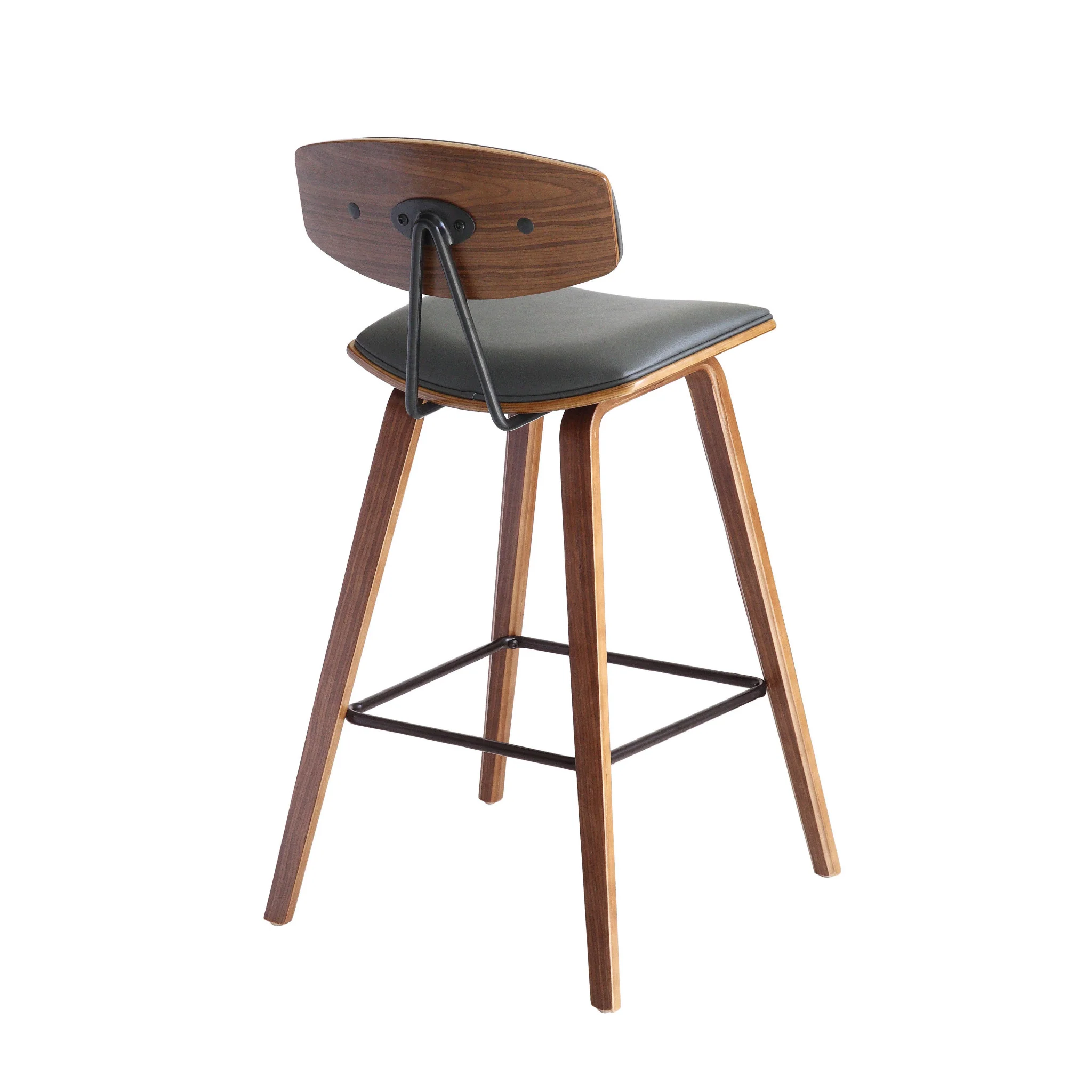 36" Gray And Brown Iron Low Back Counter Height Bar Chair With Footrest By Homeroots - Image 5