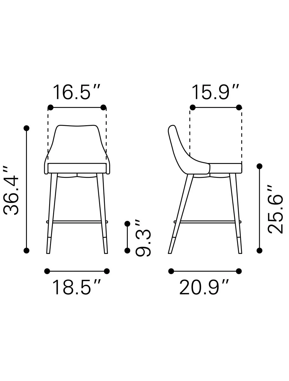 36" Green And Black Steel Low Back Counter Height Bar Chair With Footrest By Homeroots - Image 8
