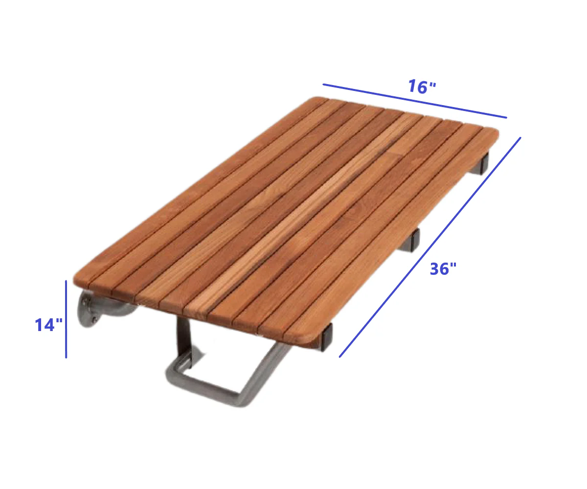 36" Premium Wall Mount Teak Shower Bench By Homeroots - Image 4
