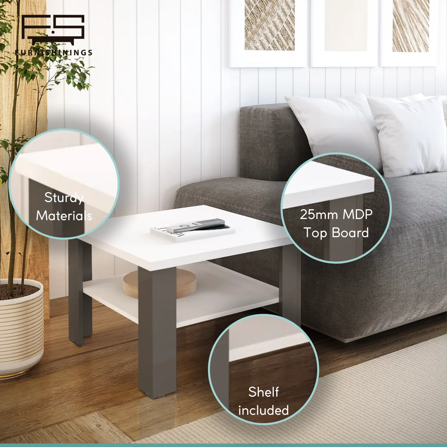36" White End Table By Homeroots - Image 7