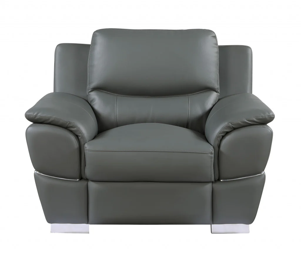 37" Grey Chic Leather Recliner Chair By Homeroots