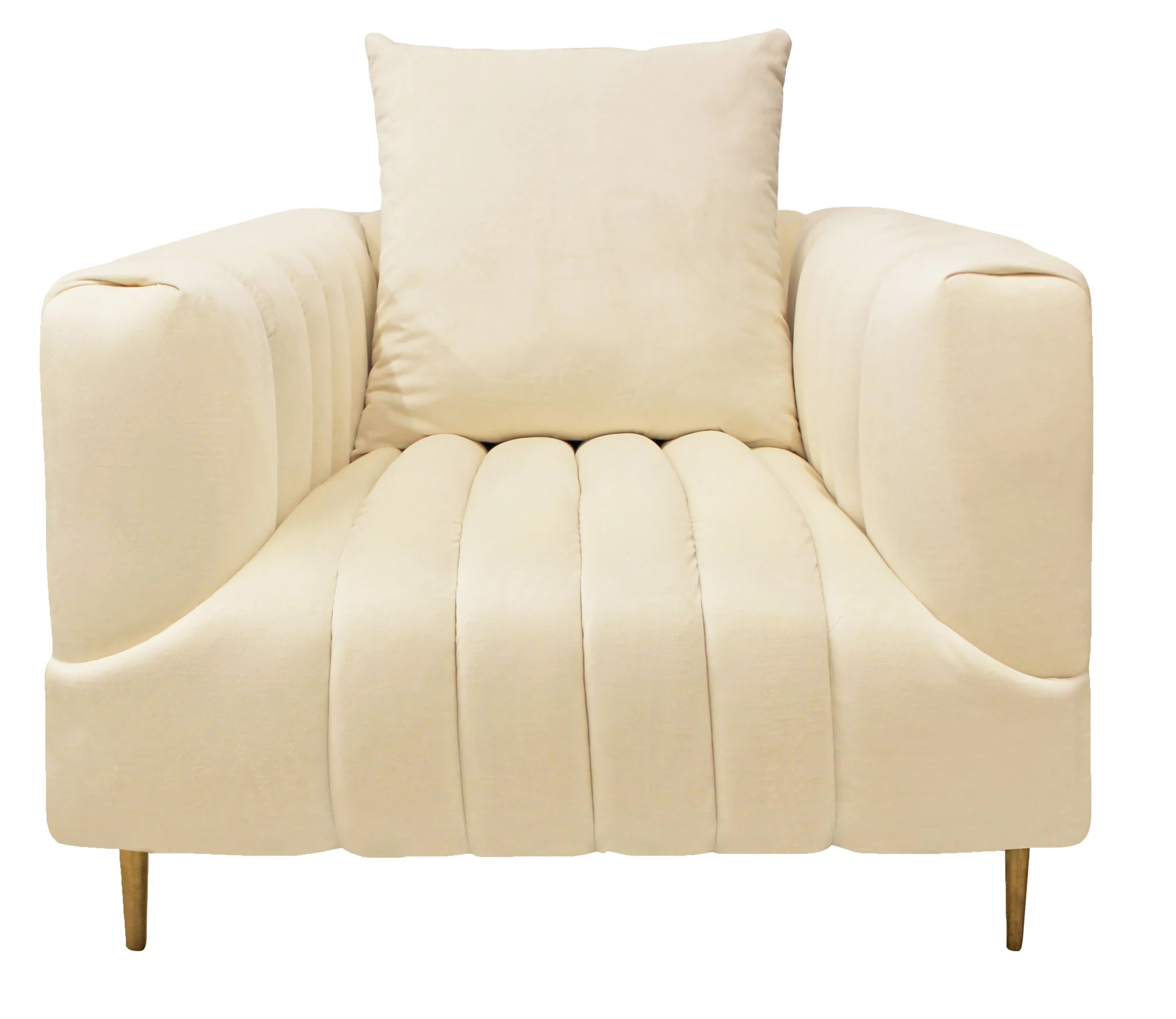 37" Ivory Velvet And Gold Solid Color Lounge Chair By Homeroots