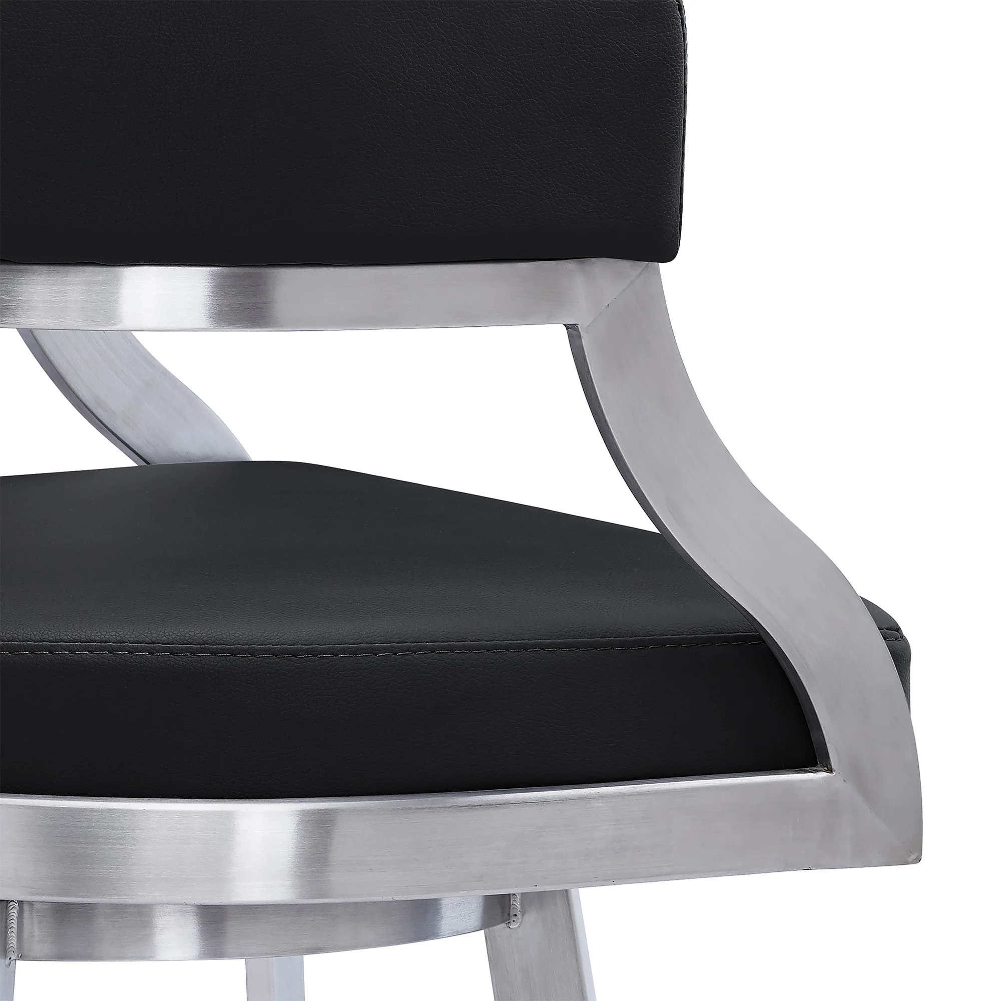 38" Black Faux Leather And Iron Swivel Counter Height Bar Chair By Homeroots - Image 7