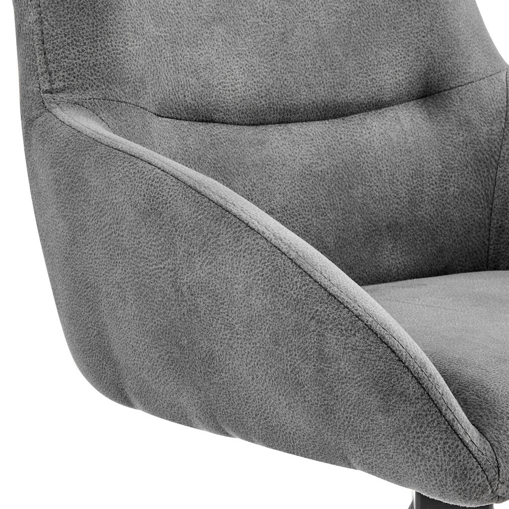 38" Charcoal Microfiber and Black Iron Counter Height Bar Chair By Homeroots - Image 8