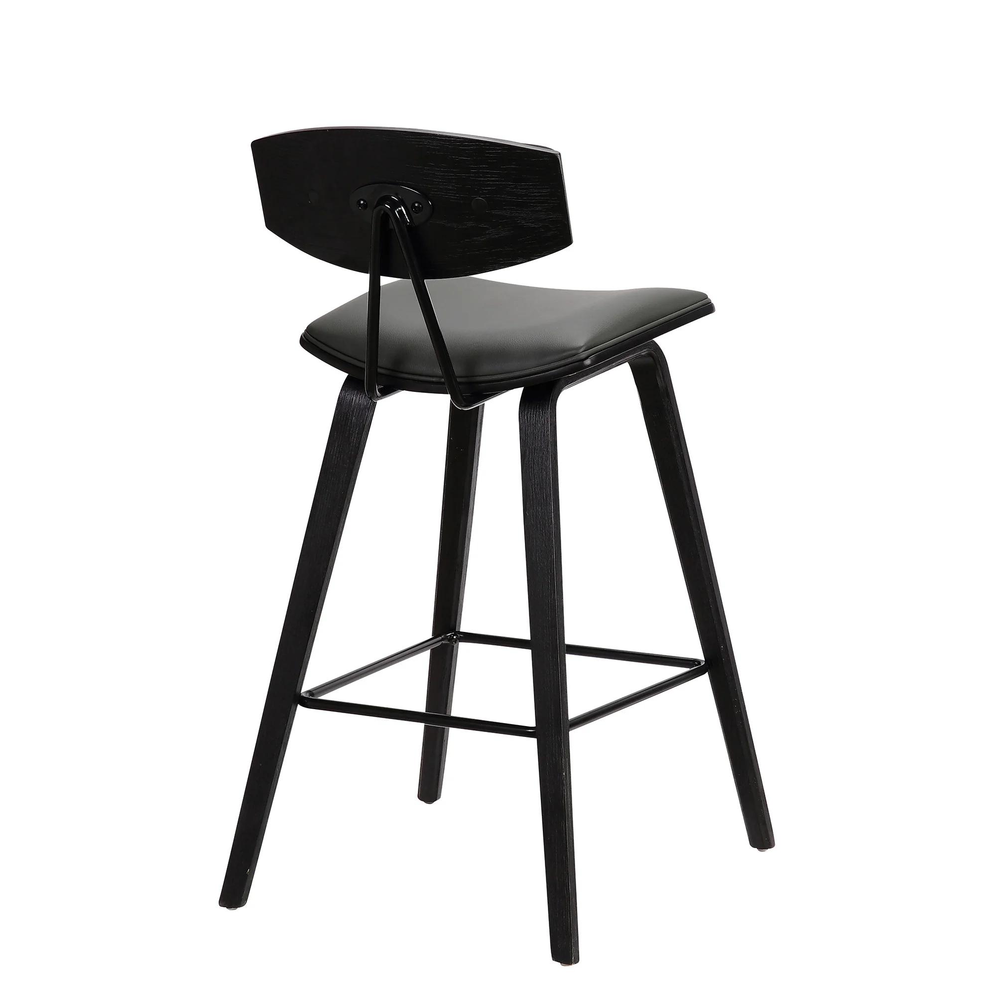 38" Gray And Black Iron Low Back Bar Height Chair With Footrest By Homeroots - Image 4