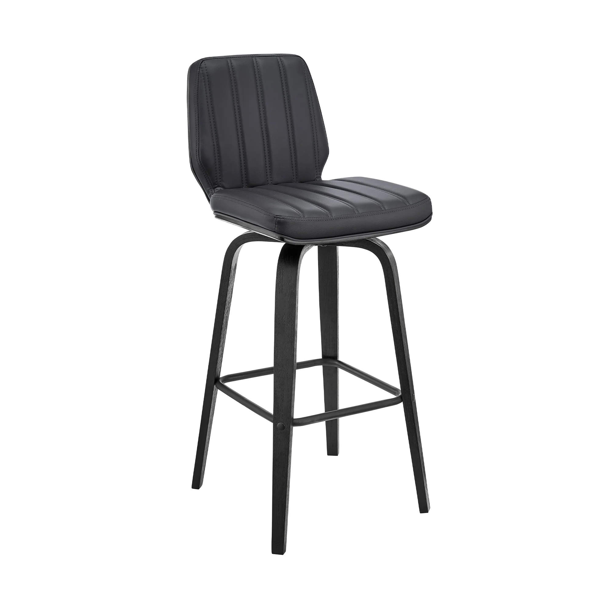 38" Gray Faux Leather And Iron Swivel Bar Height Chair By Homeroots