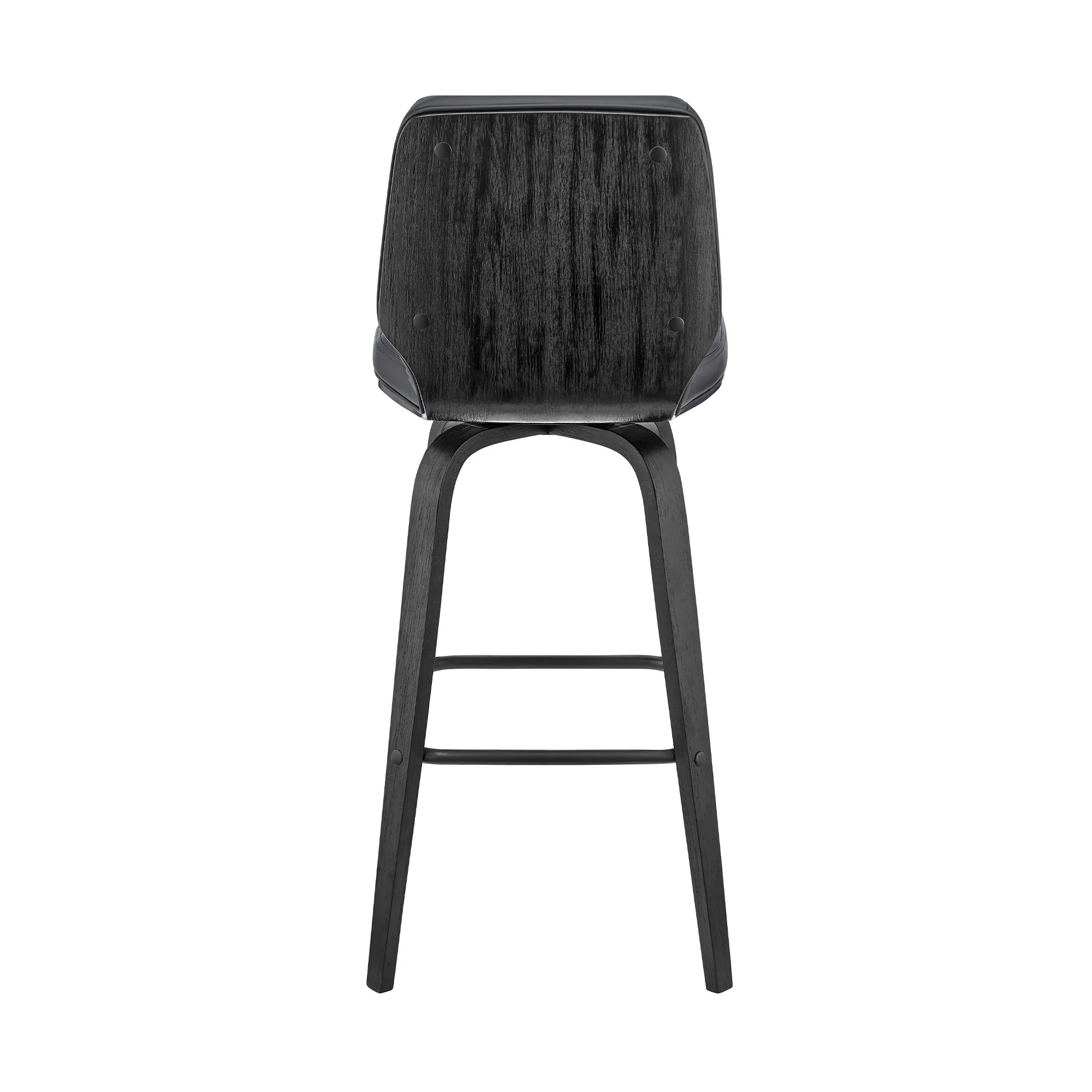 38" Gray Faux Leather And Iron Swivel Bar Height Chair By Homeroots - Image 5