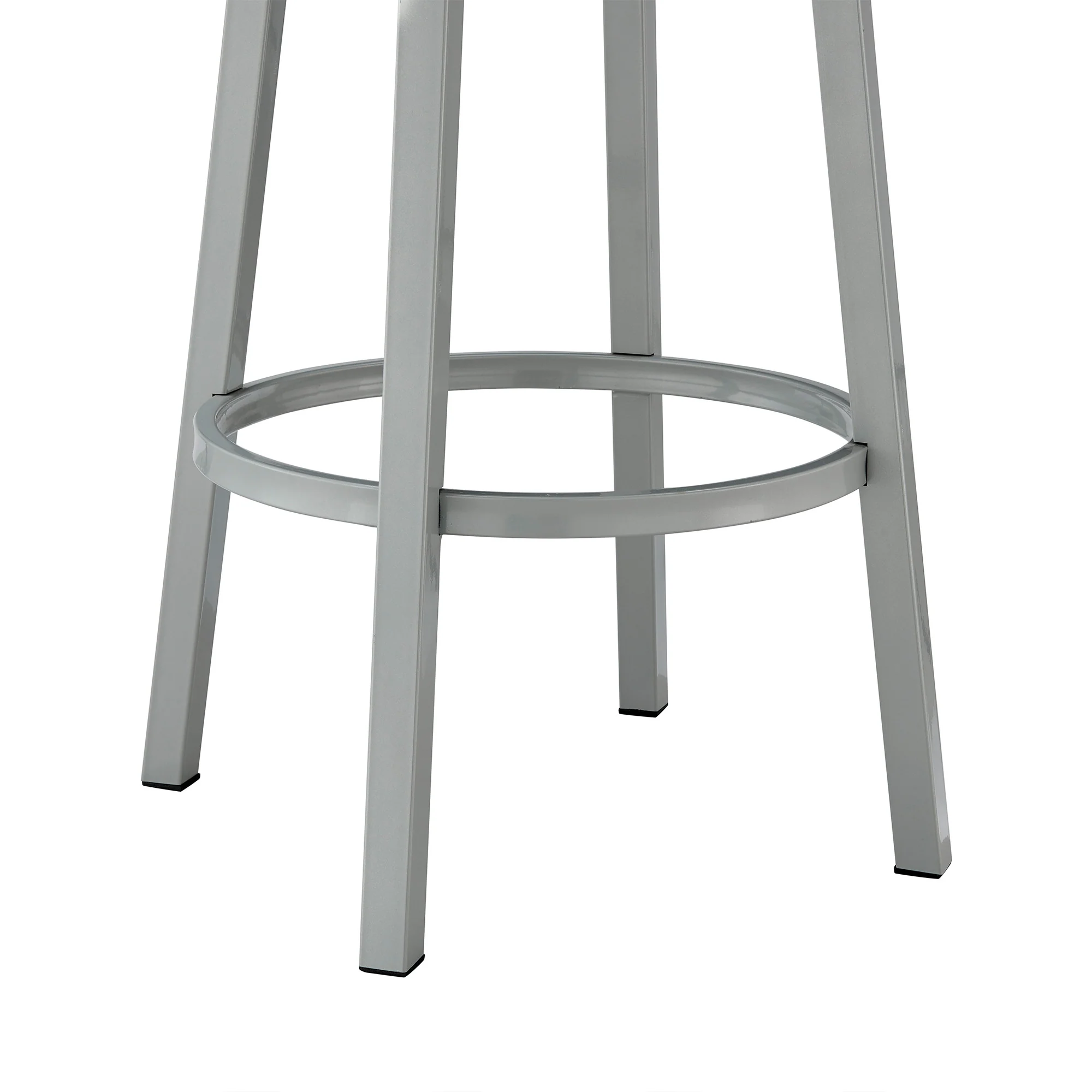 38" White Faux Leather And Iron Swivel Low Back Bar Height Chair By Homeroots - Image 9