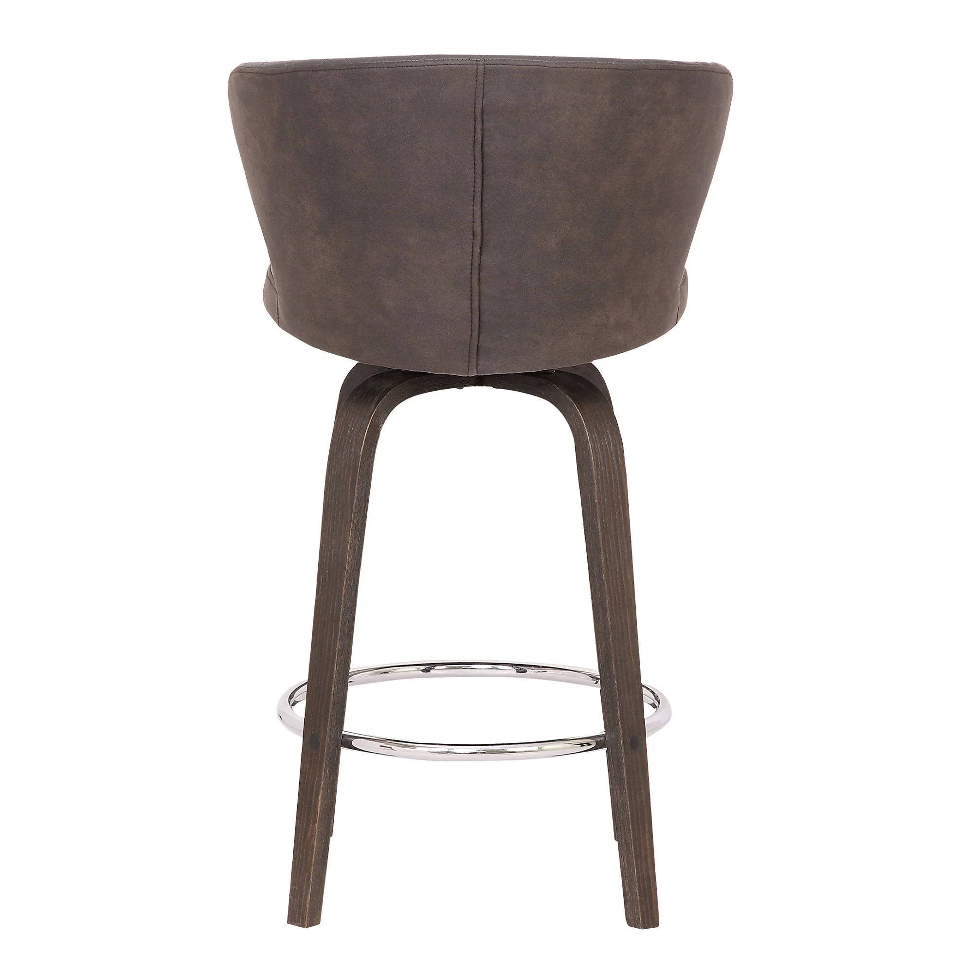 40" Brown Faux Leather And Iron Swivel Bar Height Chair By Homeroots - Image 6