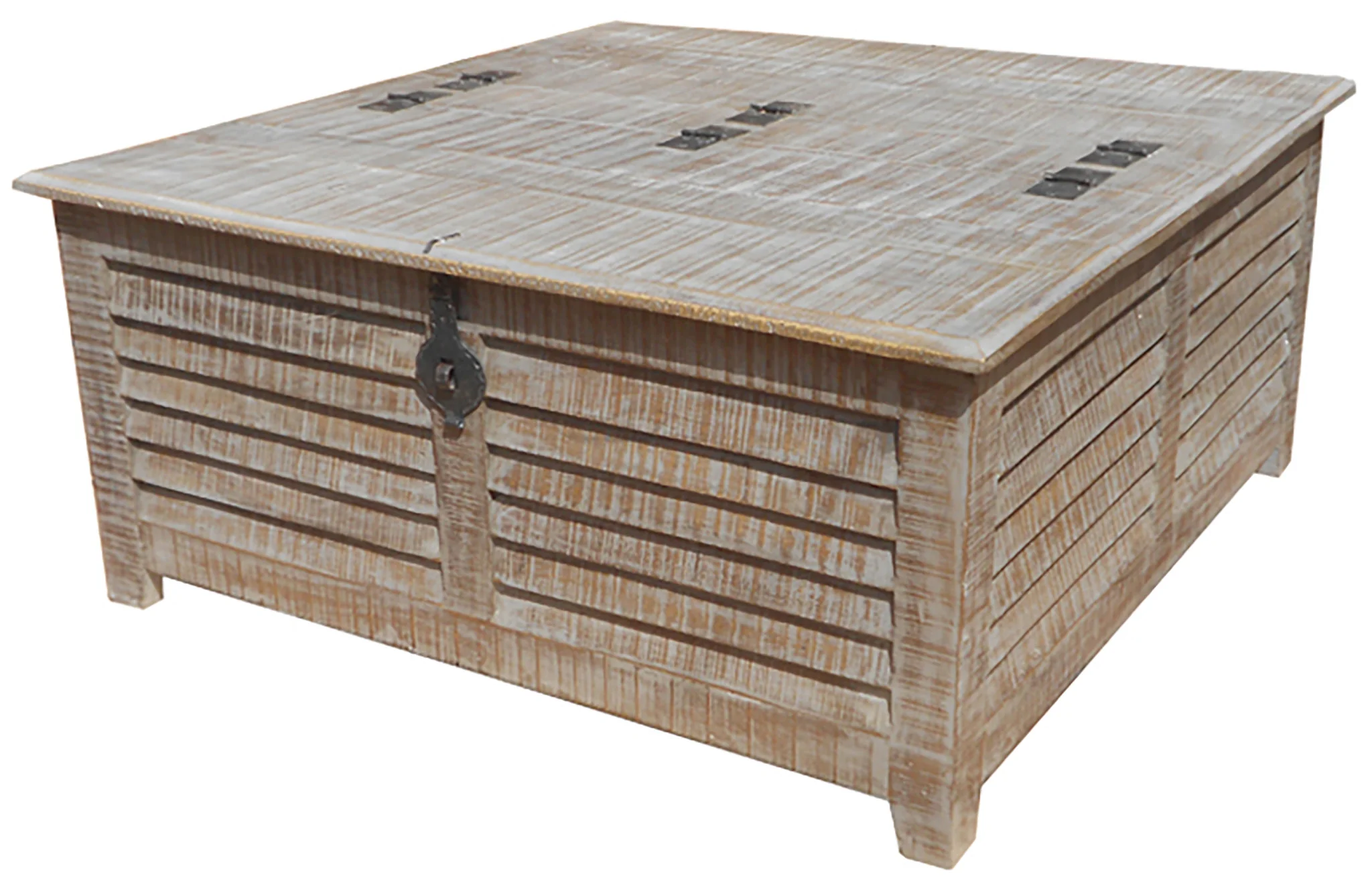 40" Gray Wash Solid Wood Square Distressed Lift Top Coffee Table By Homeroots