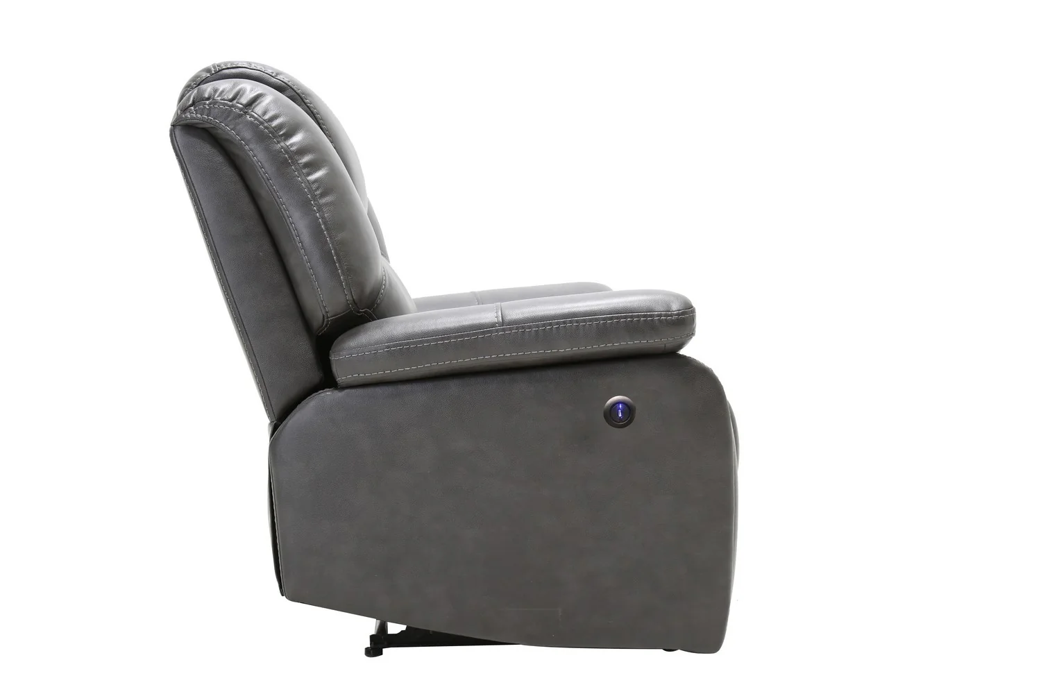 40" Grey Contemporary Leather Power Reclining Chair By Homeroots - Image 3