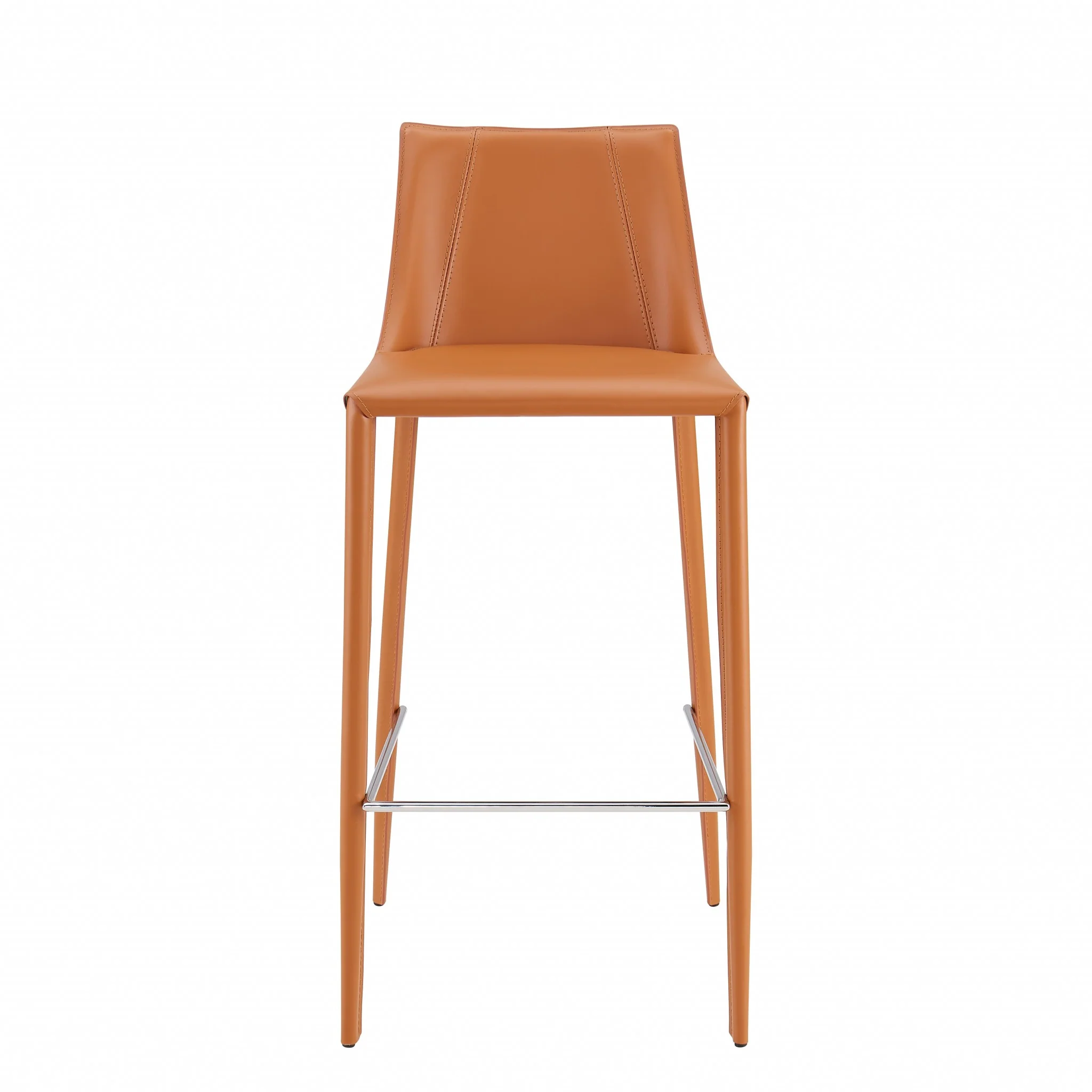 40" Terra Cotta Steel Low Back Bar Height Chair With Footrest By Homeroots