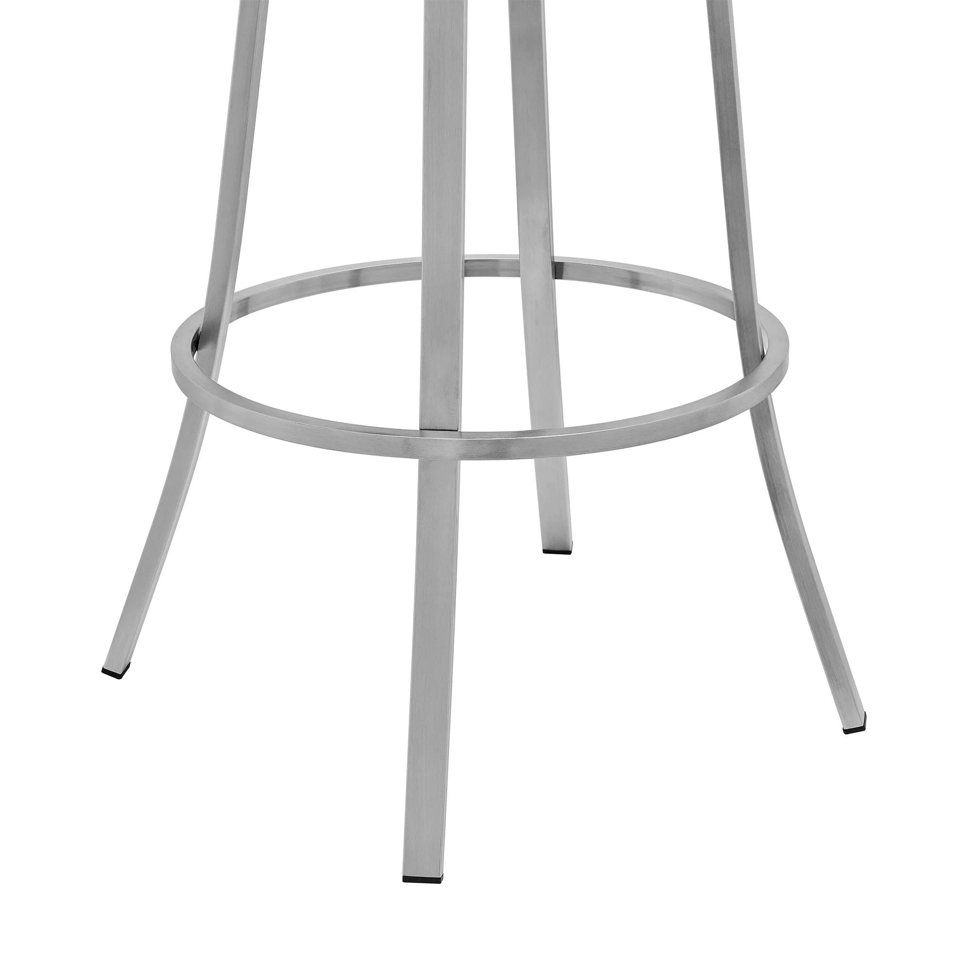 40" White Faux Leather And Iron Swivel Low Back Bar Height Chair By Homeroots - Image 7