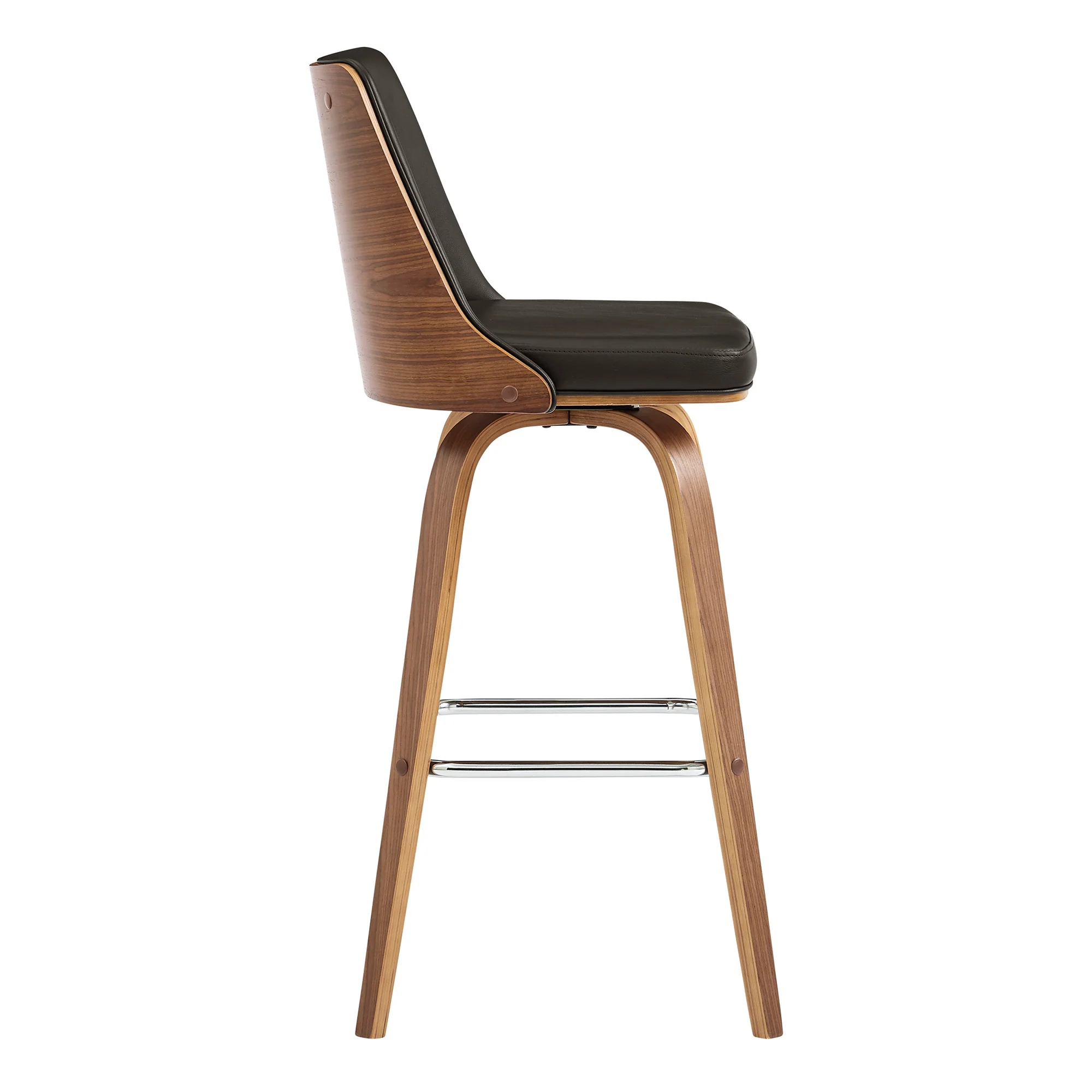 41" Brown Faux Leather And Manufactured Wood Swivel Bar Height Chair By Homeroots - Image 3