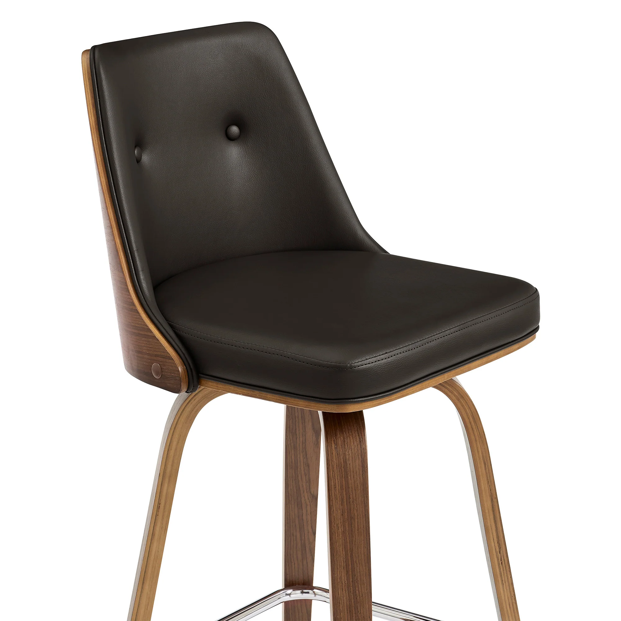 41" Brown Faux Leather And Manufactured Wood Swivel Bar Height Chair By Homeroots - Image 7