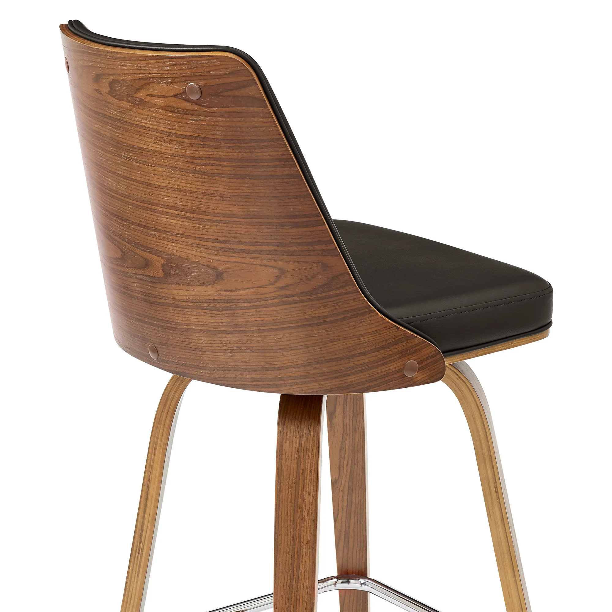 41" Brown Faux Leather And Manufactured Wood Swivel Bar Height Chair By Homeroots - Image 8