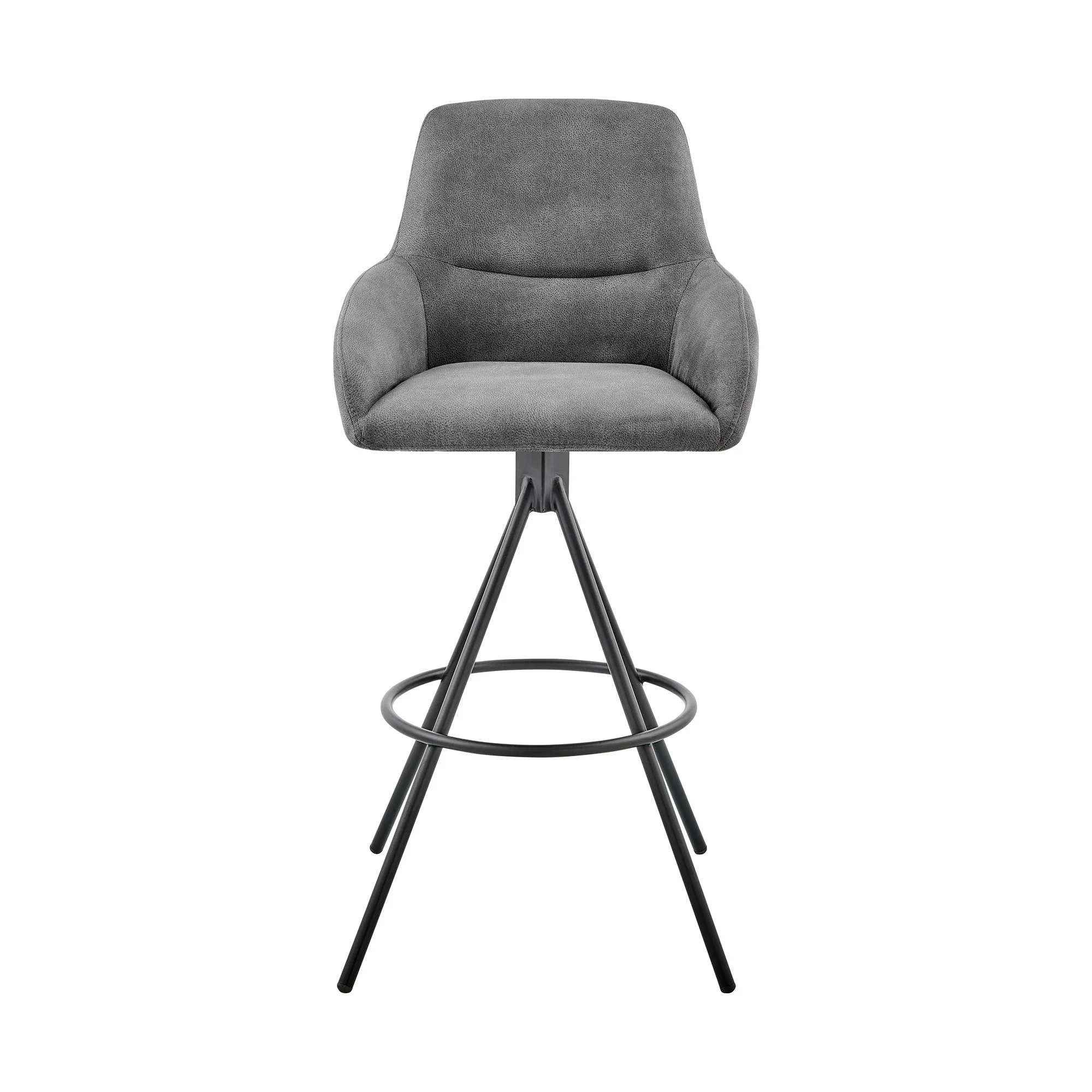 41" Charcoal Microfiber and Black Iron Bar Height Chair By Homeroots - Image 2