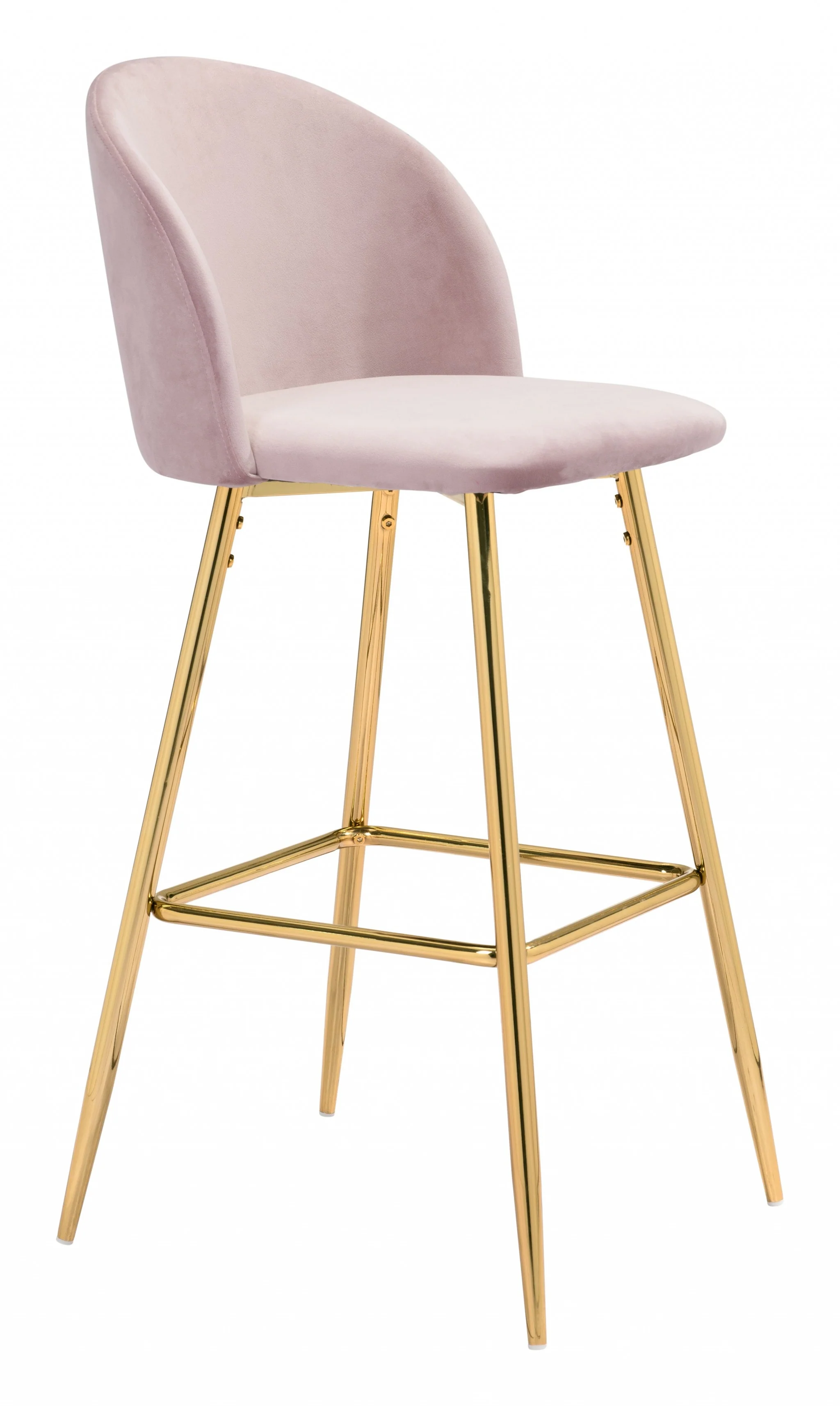 41" Pink And Gold Steel Low Back Bar Height Chair With Footrest By Homeroots