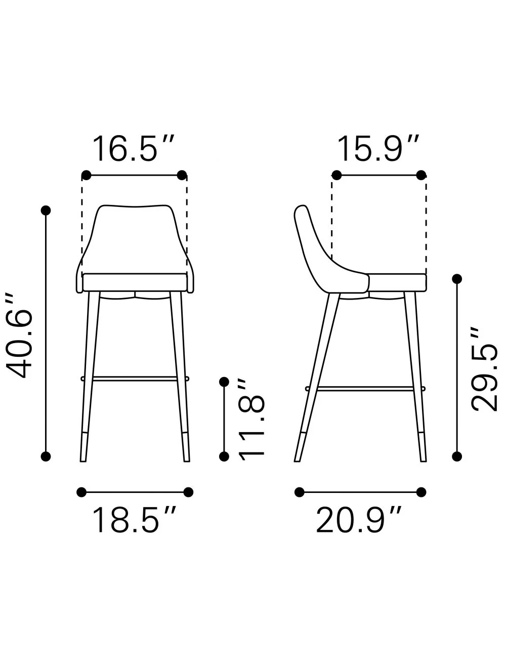 41" Yellow And Black Steel Low Back Bar Height Chair With Footrest By Homeroots - Image 8