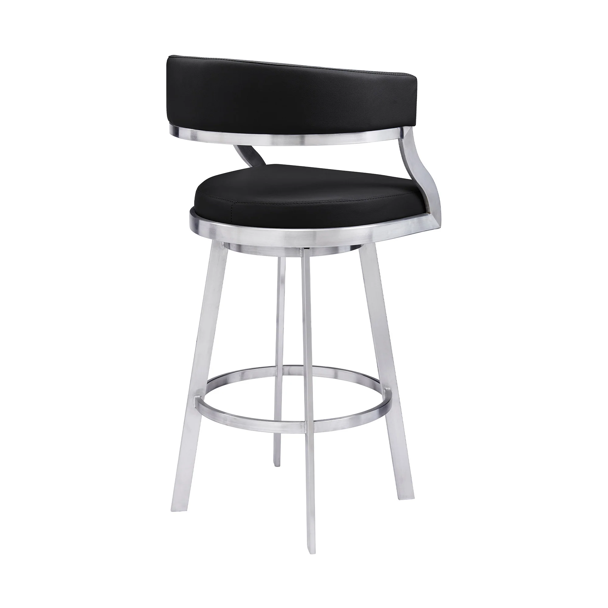 42" Black Faux Leather And Iron Swivel Bar Height Chair By Homeroots - Image 3