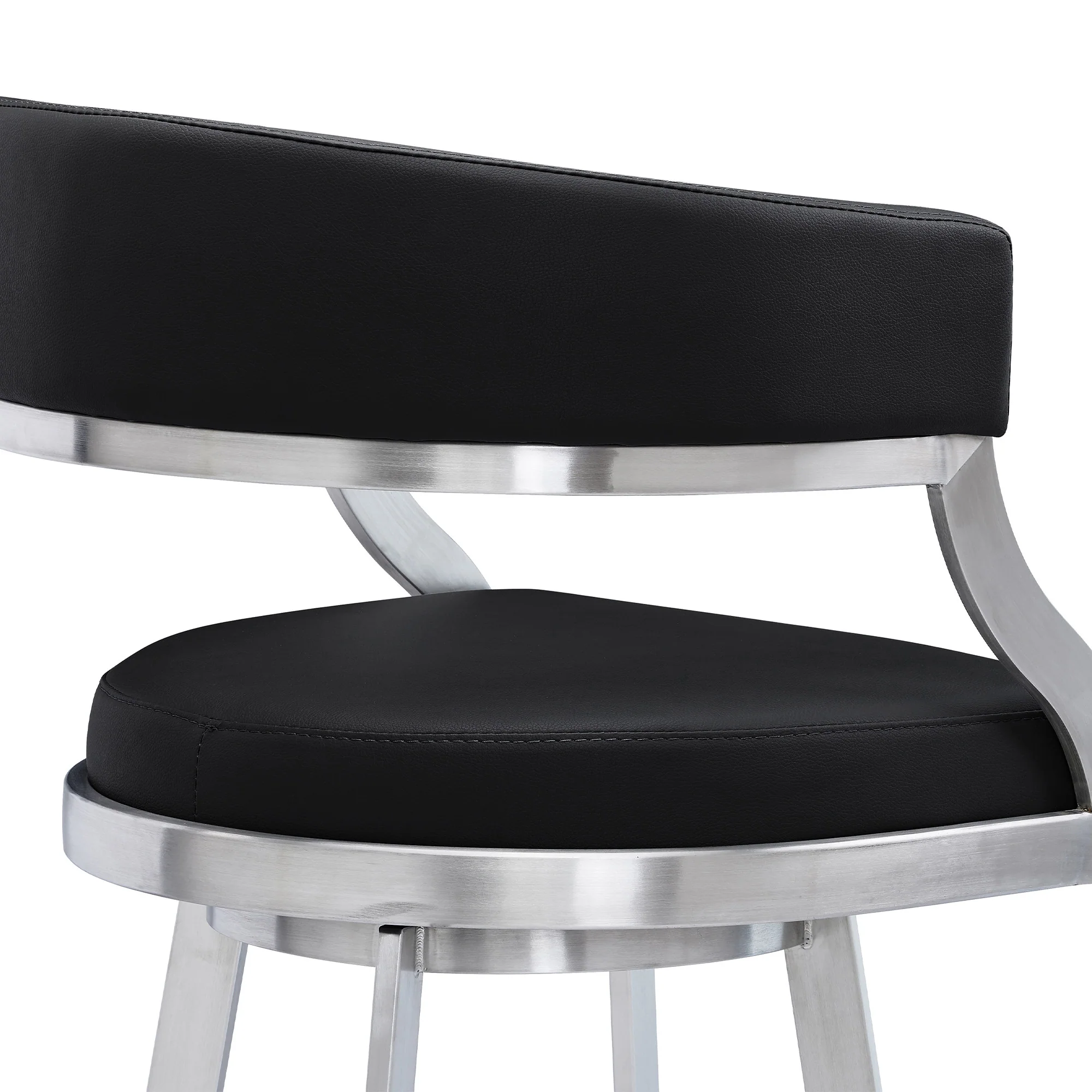 42" Black Faux Leather And Iron Swivel Bar Height Chair By Homeroots - Image 6