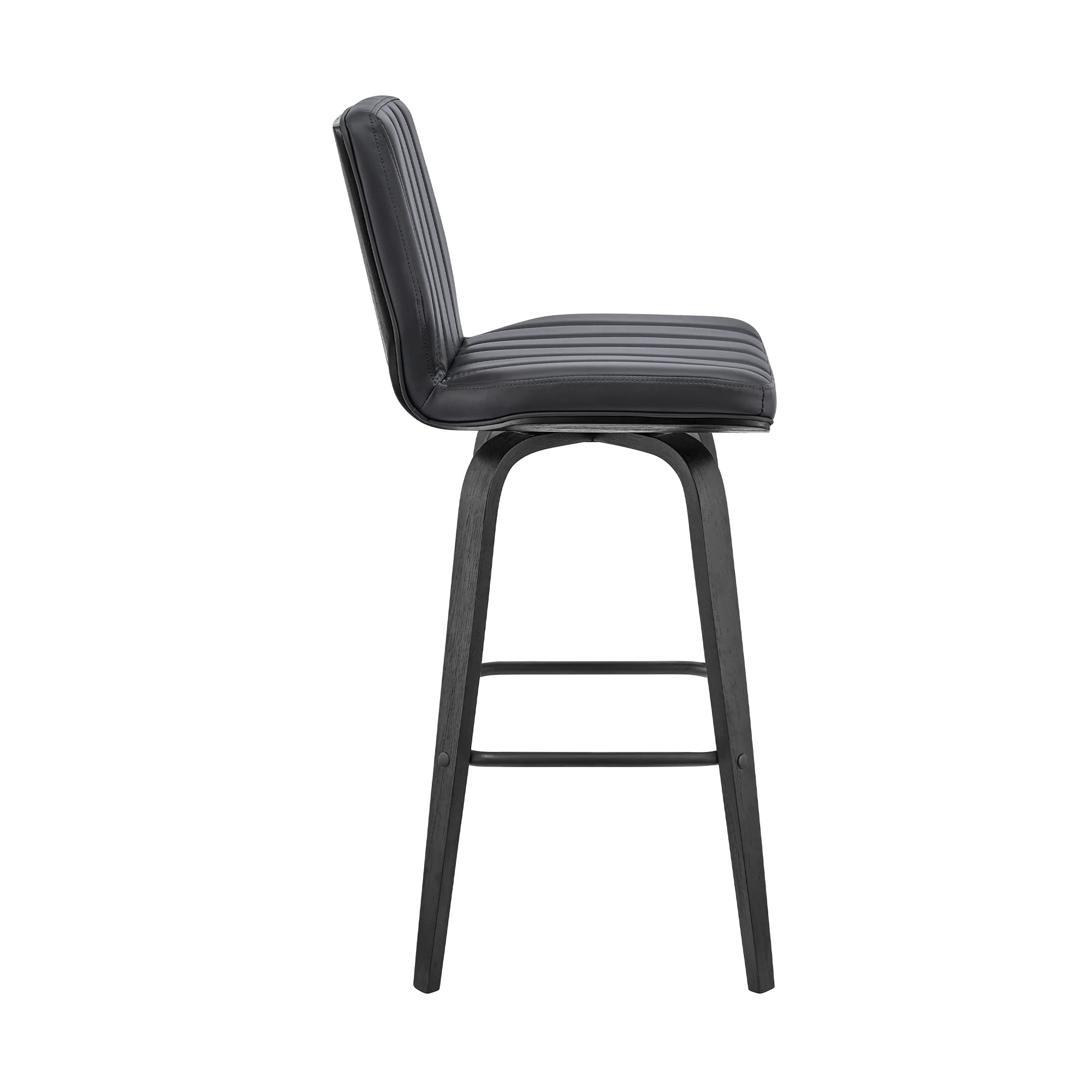 42" Gray Faux Leather And Iron Swivel Bar Height Chair By Homeroots - Image 4