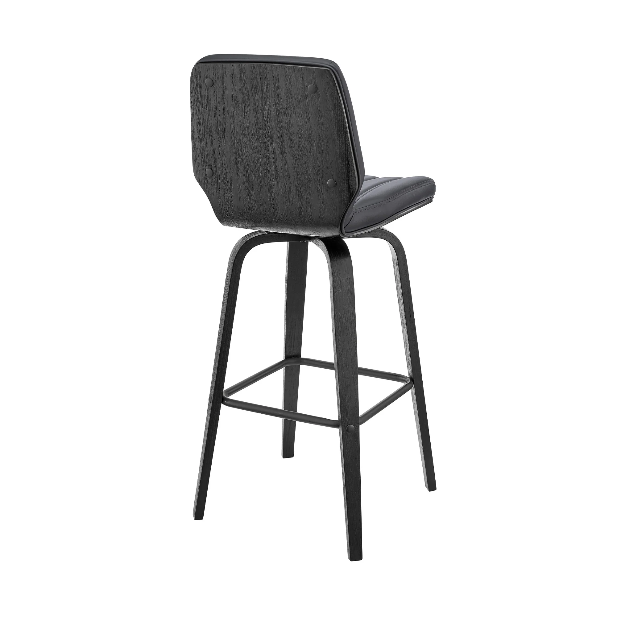 42" Gray Faux Leather And Iron Swivel Bar Height Chair By Homeroots - Image 5