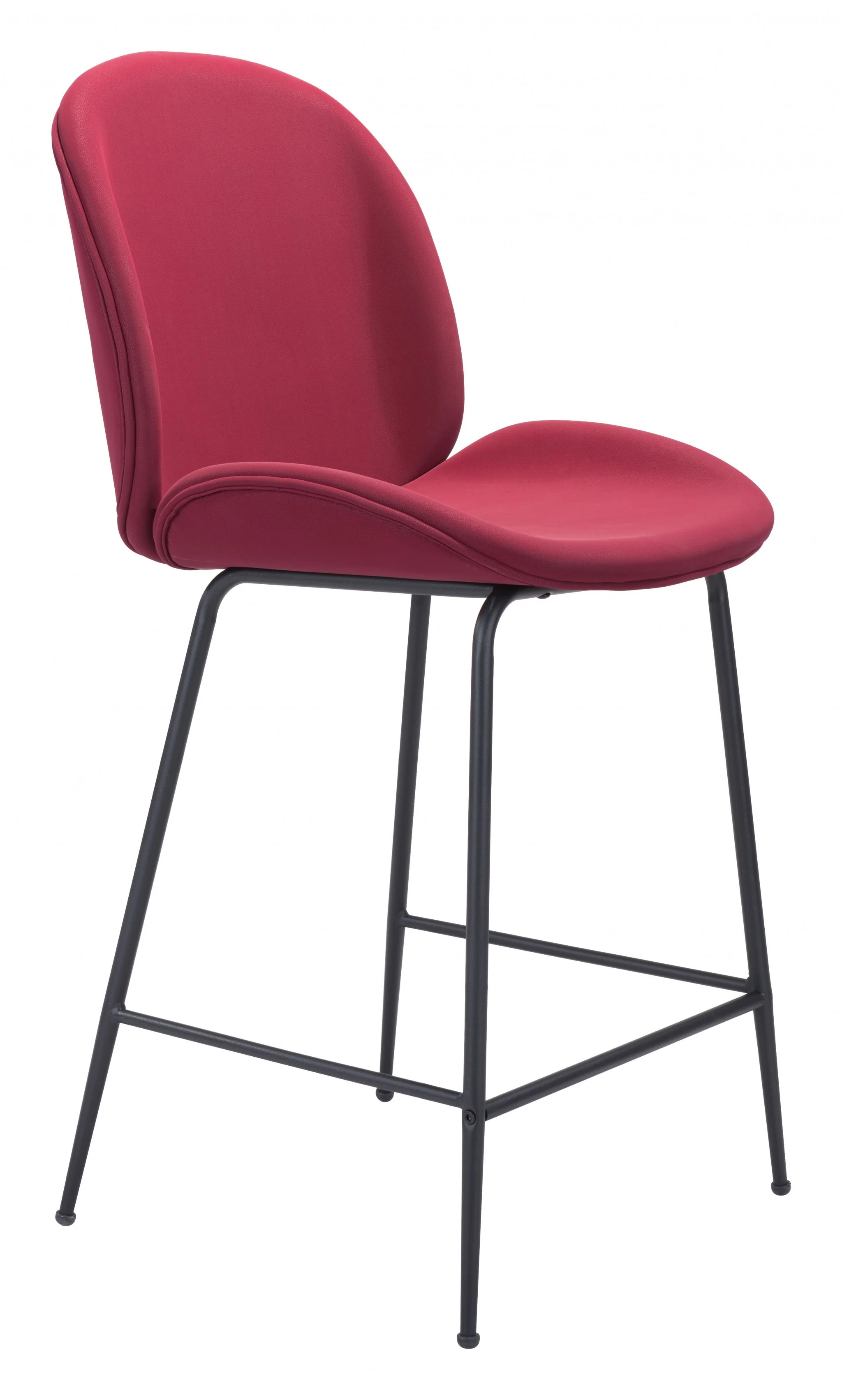 42" Red And Black Steel Low Back Counter Height Bar Chair With Footrest By Homeroots