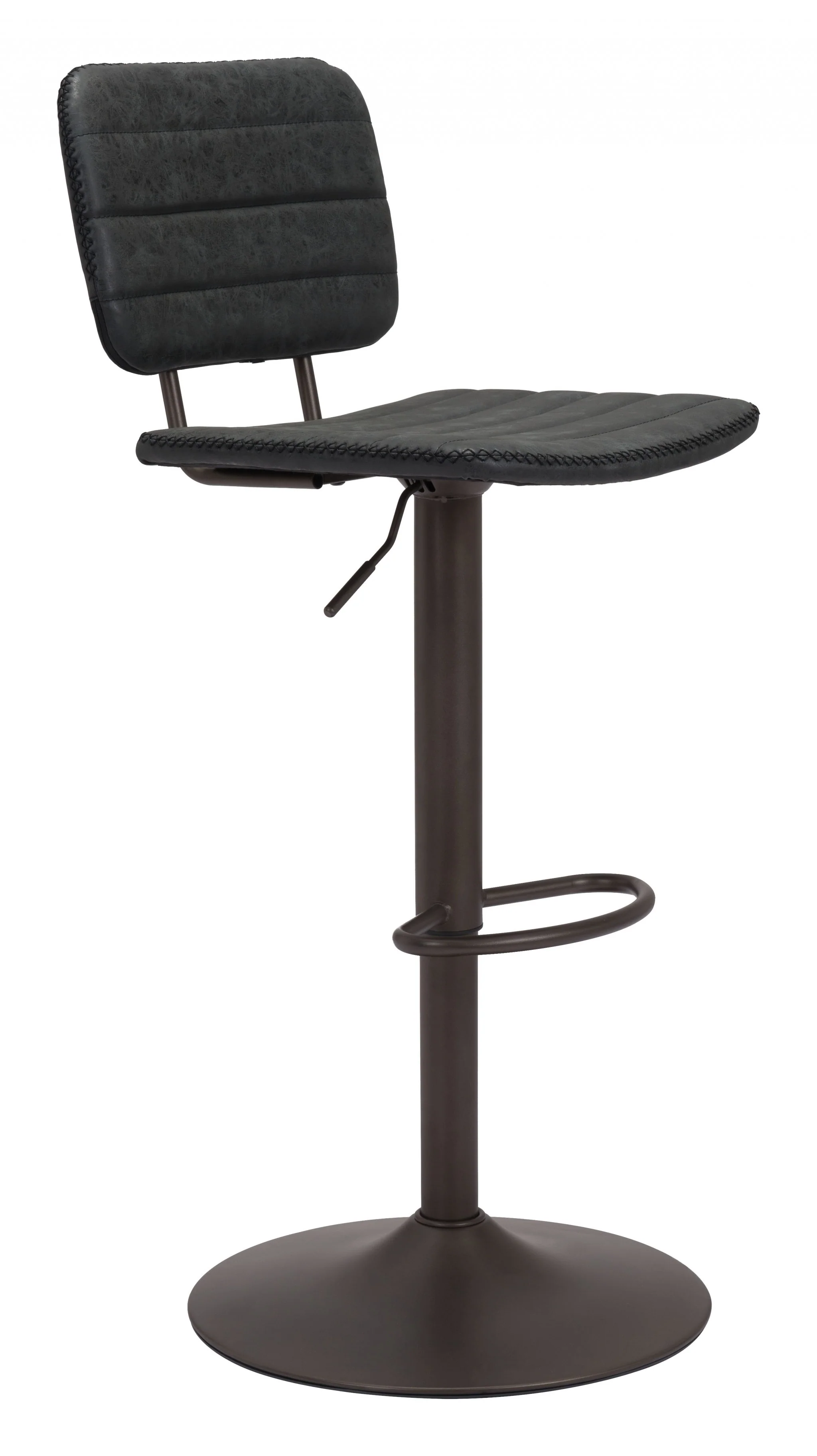 43" Black Steel Swivel Low Back Counter Height Bar Chair With Footrest By Homeroots