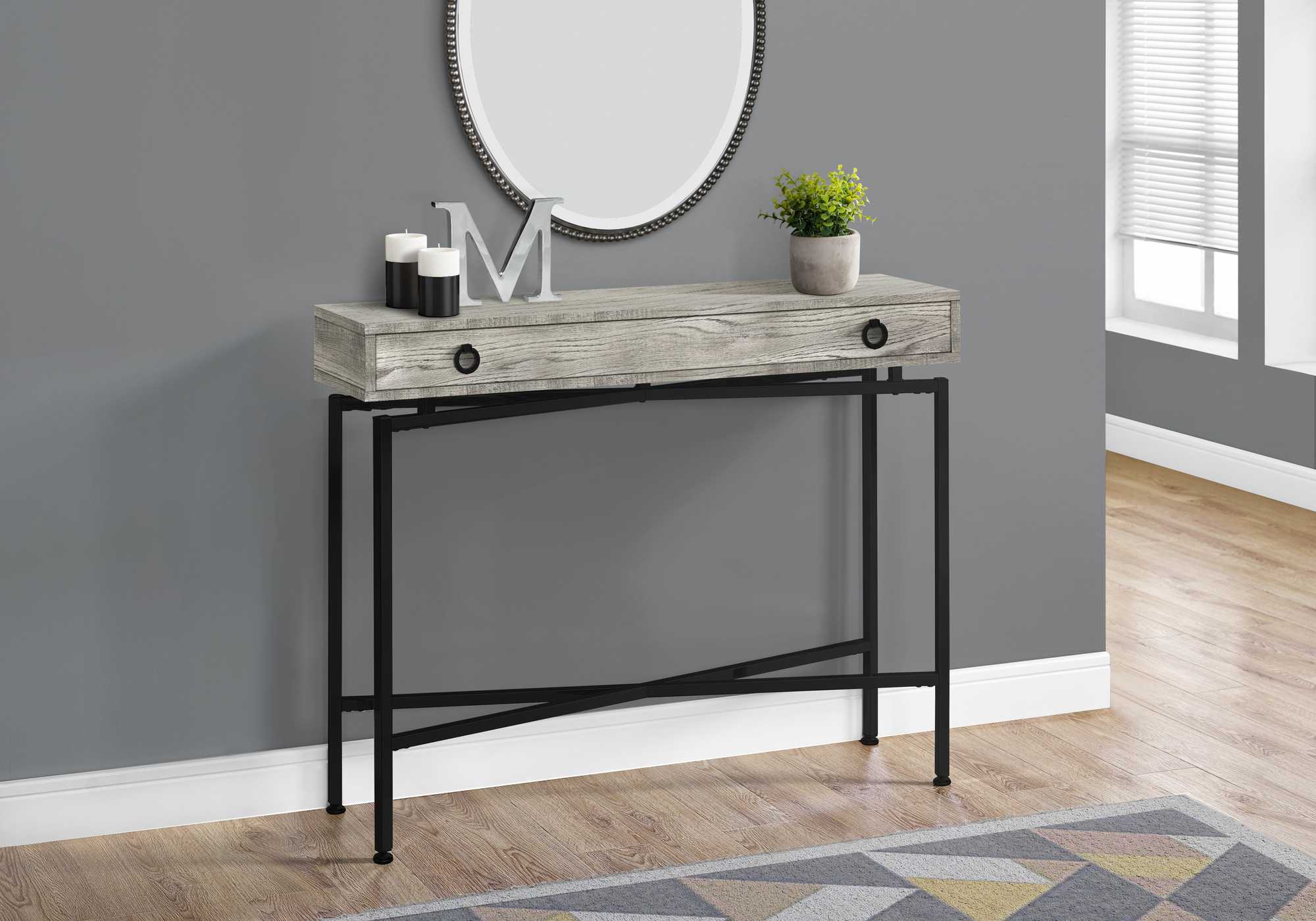 43" Gray And Black Cross Leg Console Table By Homeroots