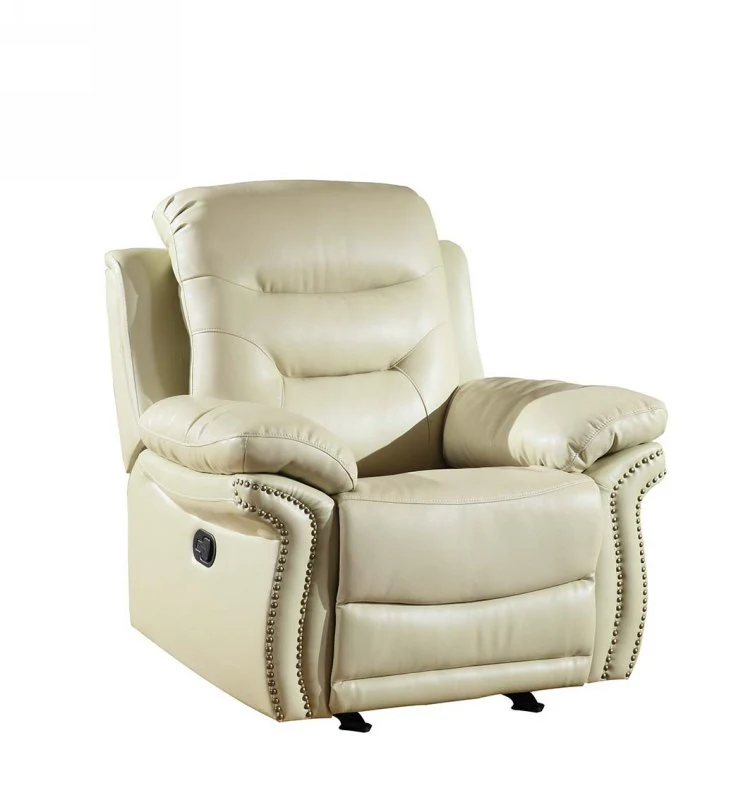 44" Beige Comfortable Leather Recliner Chair By Homeroots