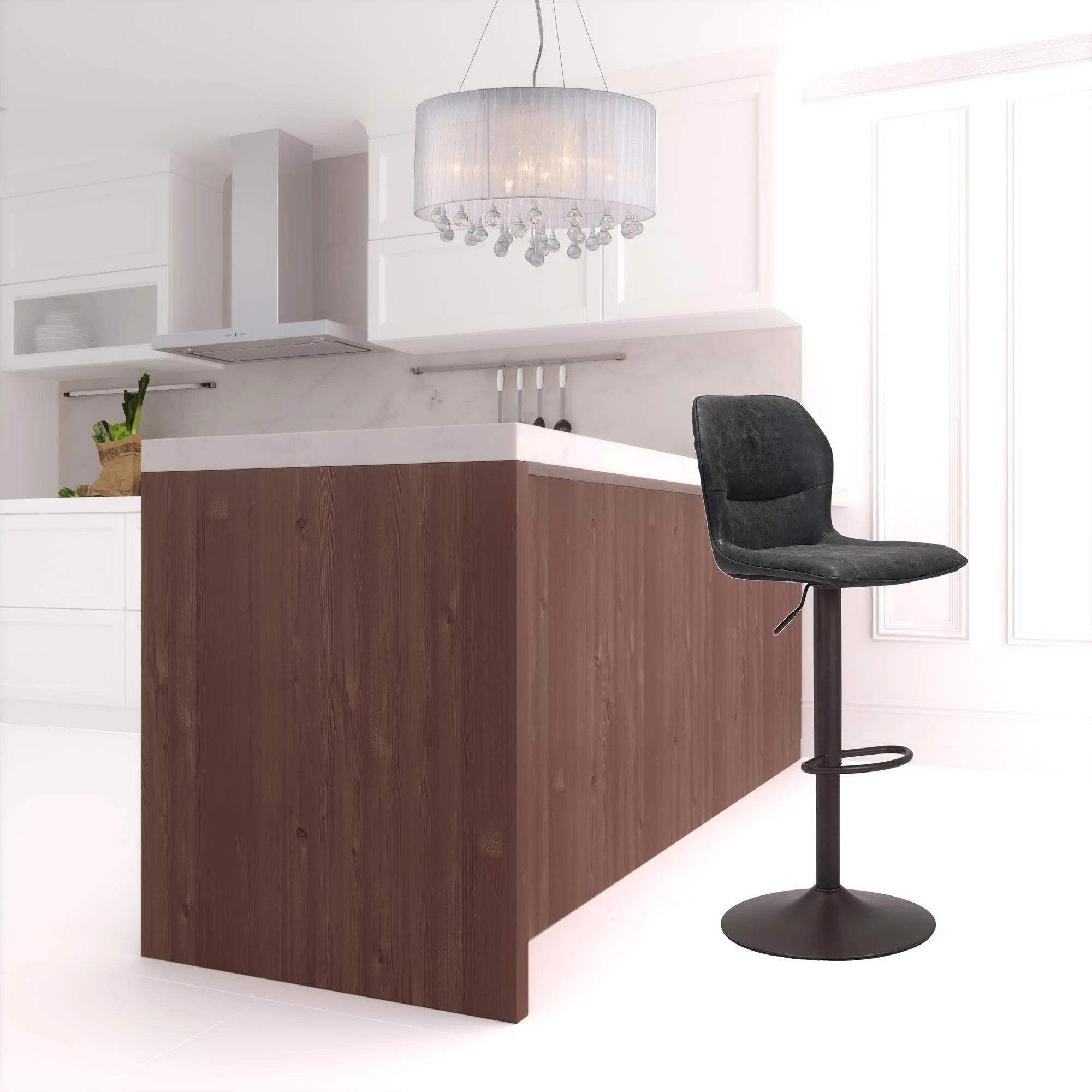 44" Black Steel Swivel Low Back Counter Height Bar Chair With Footrest By Homeroots - Image 6