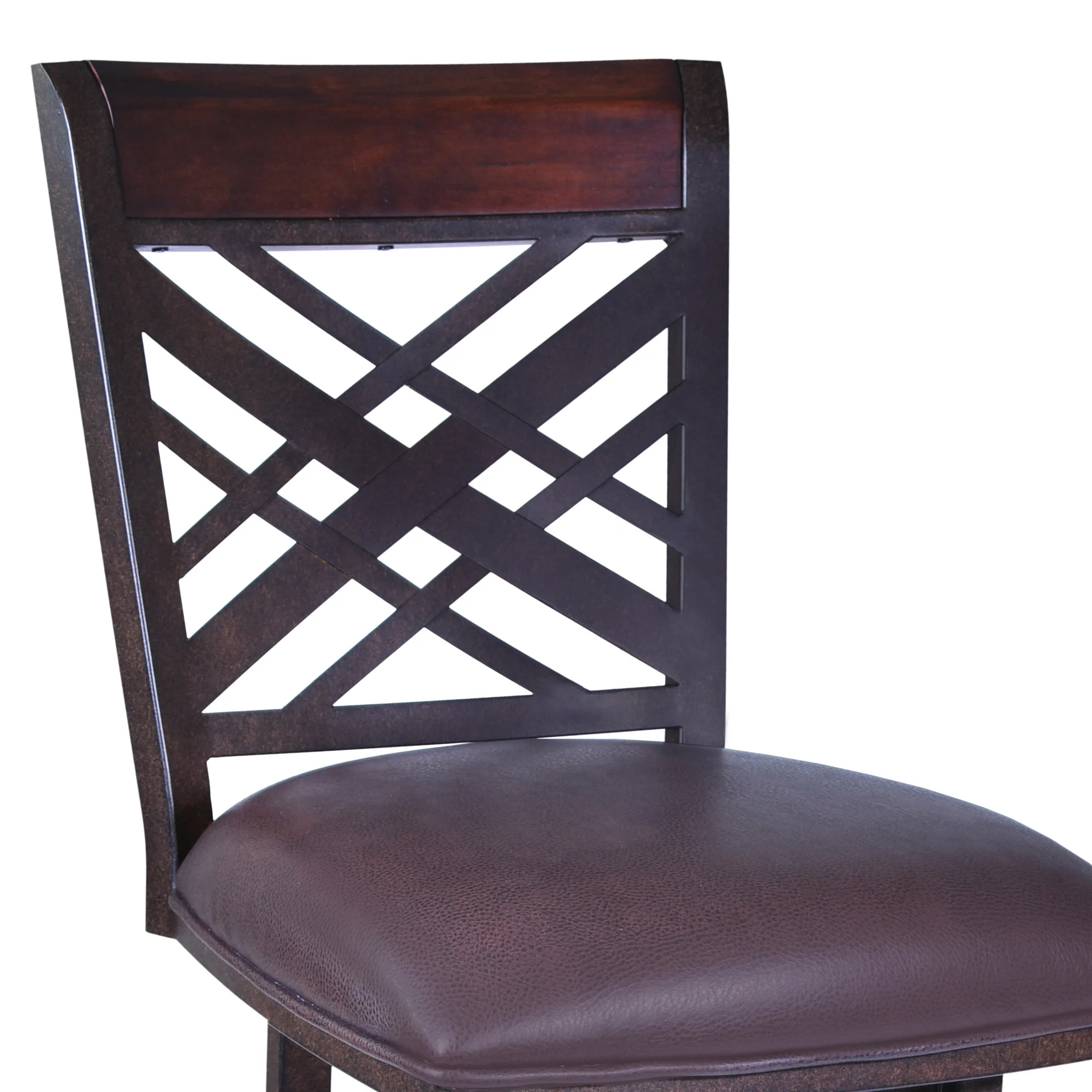 45" Brown Faux Leather And Iron Bar Height Chair By Homeroots - Image 3
