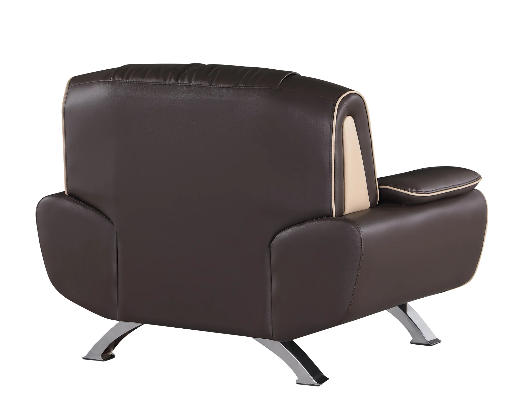 47" Brown and Silver Leather Match Arm Chair By Homeroots - Image 2