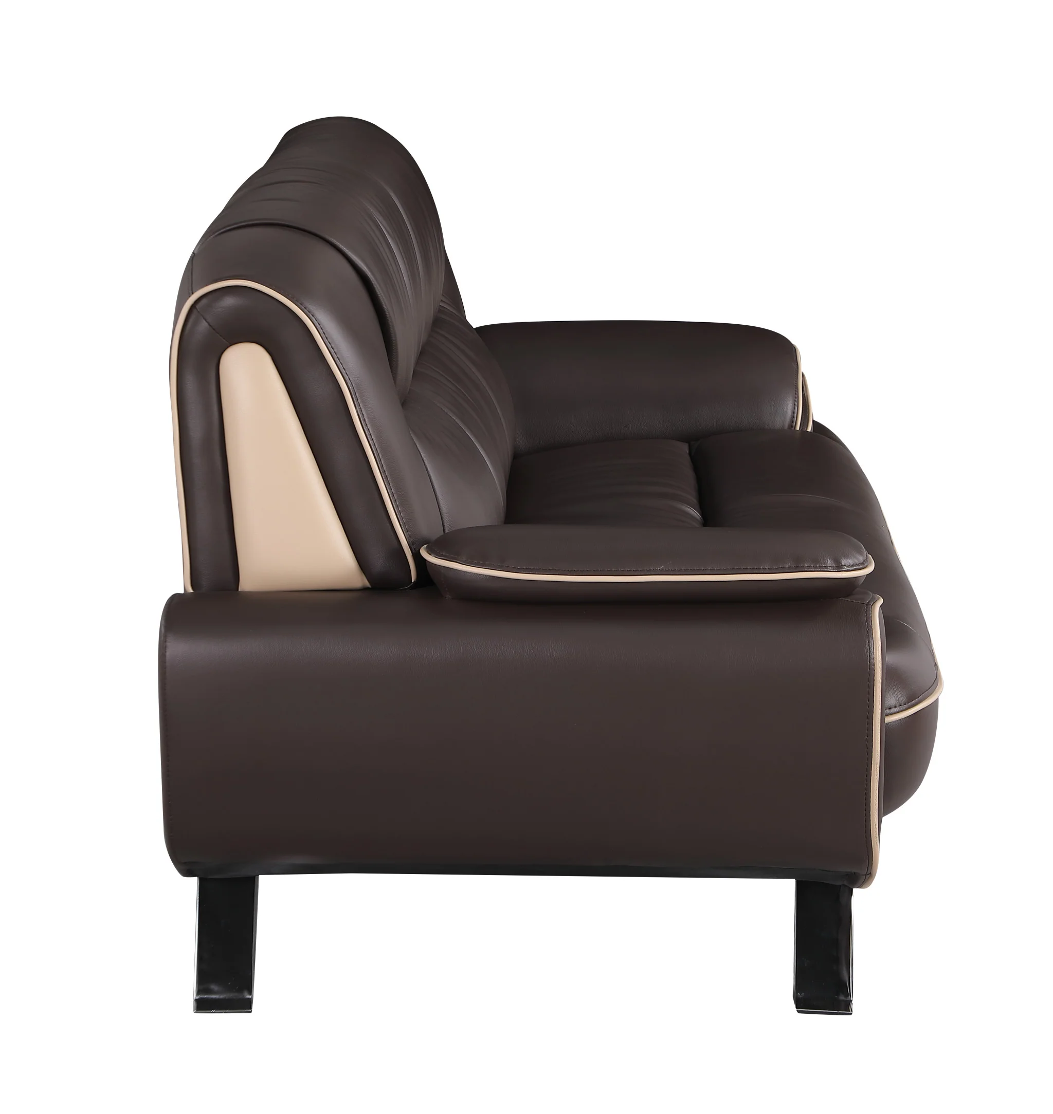 47" Brown and Silver Leather Match Arm Chair By Homeroots - Image 5