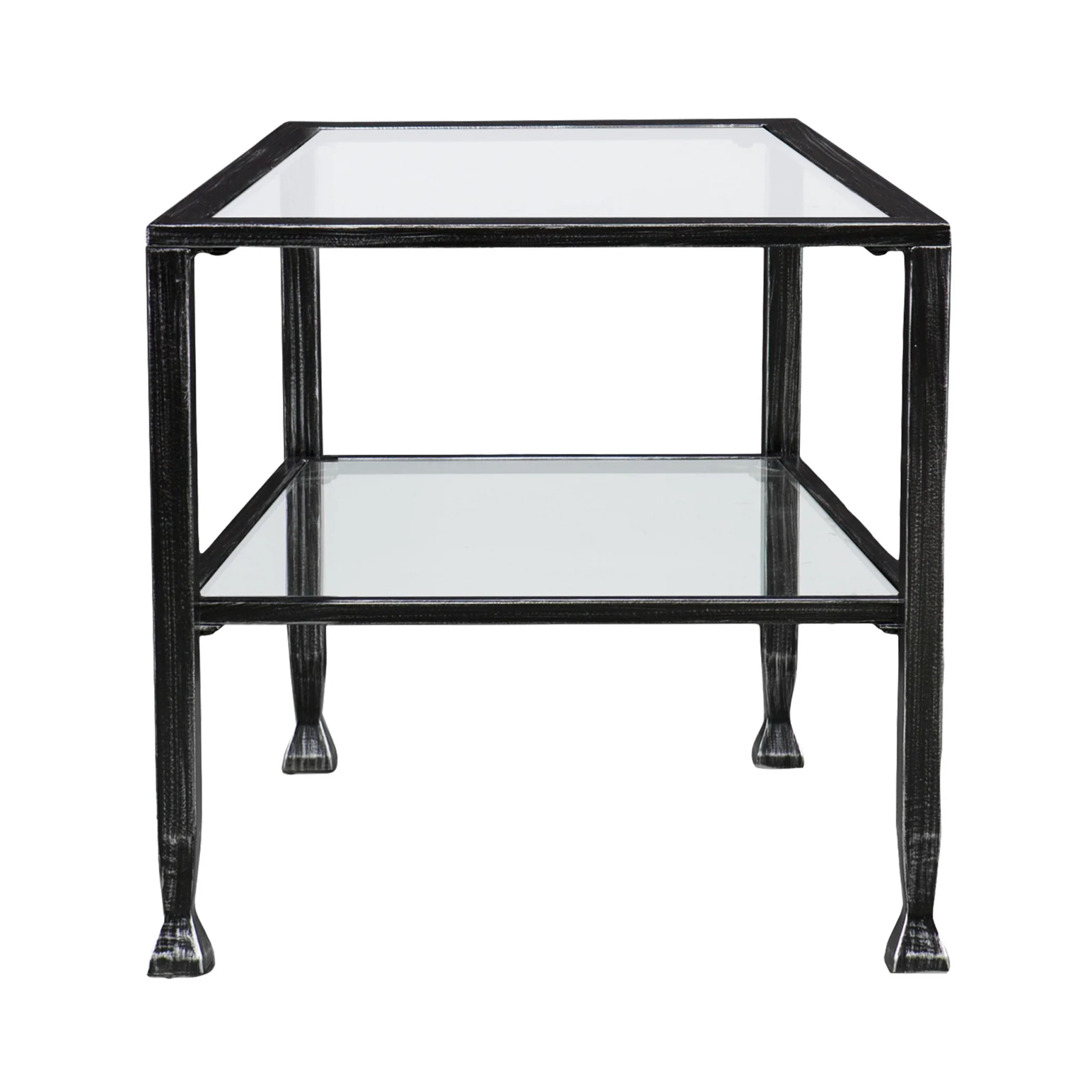 48" Black Glass And Metal Rectangular Coffee Table By Homeroots - Image 4